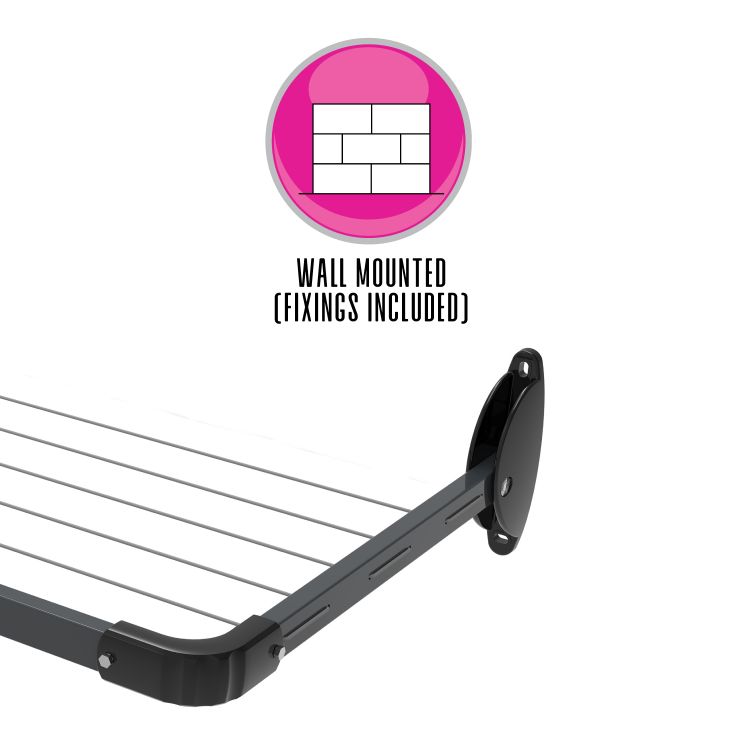 5-Line Slim Fold Down Wall Mounted Clothesline - 11M