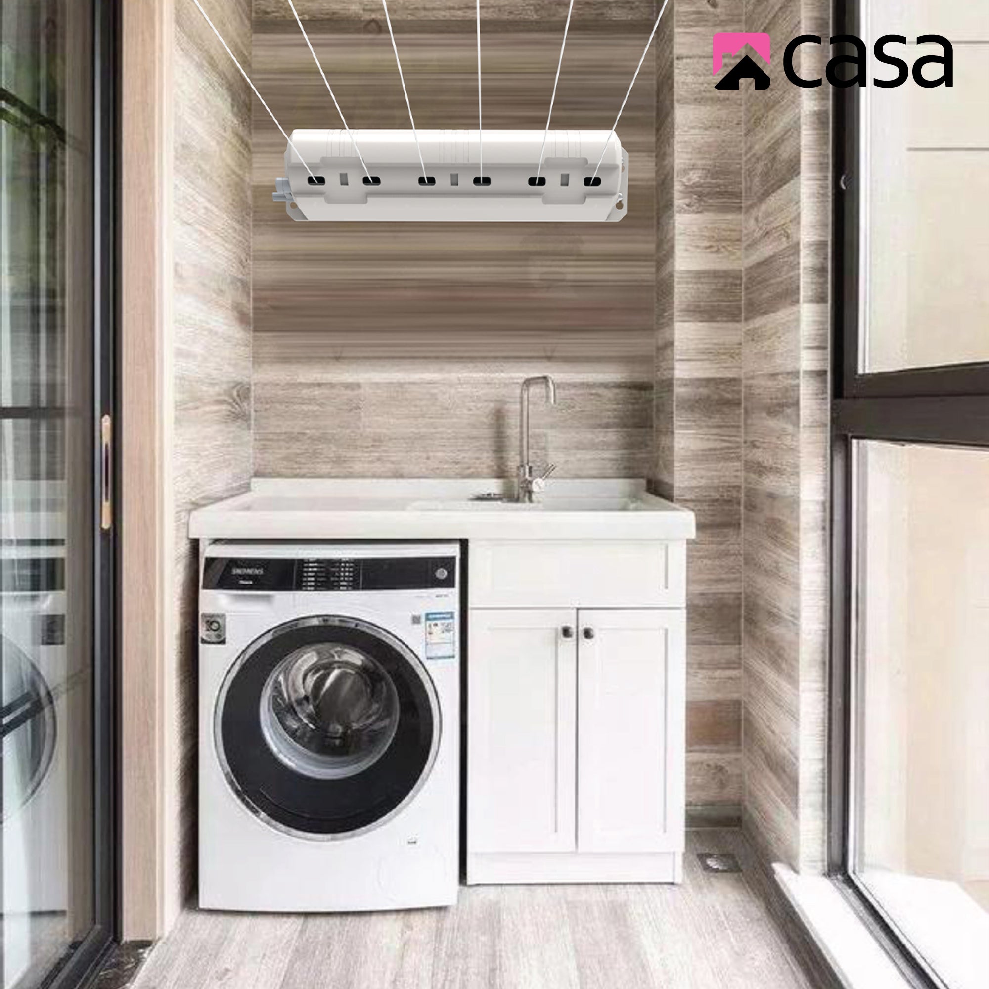 6-Line Retractable Wall Mounted Clothesline