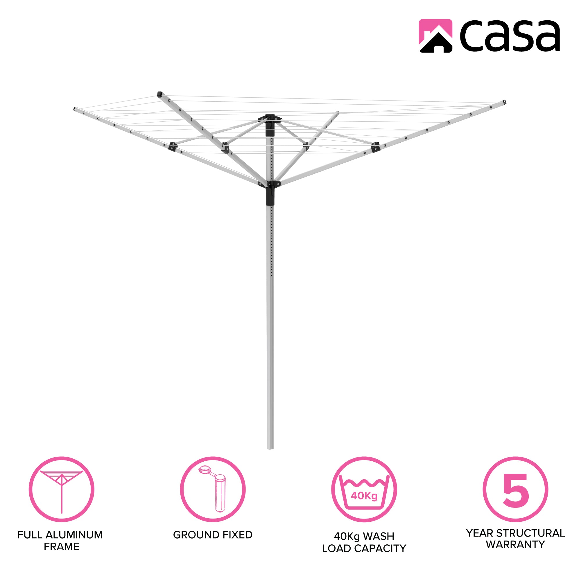 Aluminium Rotary Clothes Dryer - 40m Hanging Space