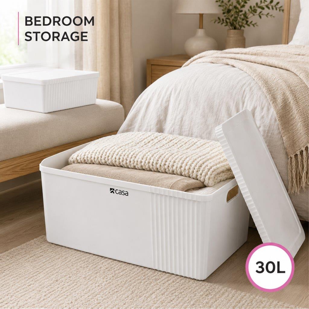 4Pc Decorative Storage Box Set | 30L + 16L + 2x 5L | White
