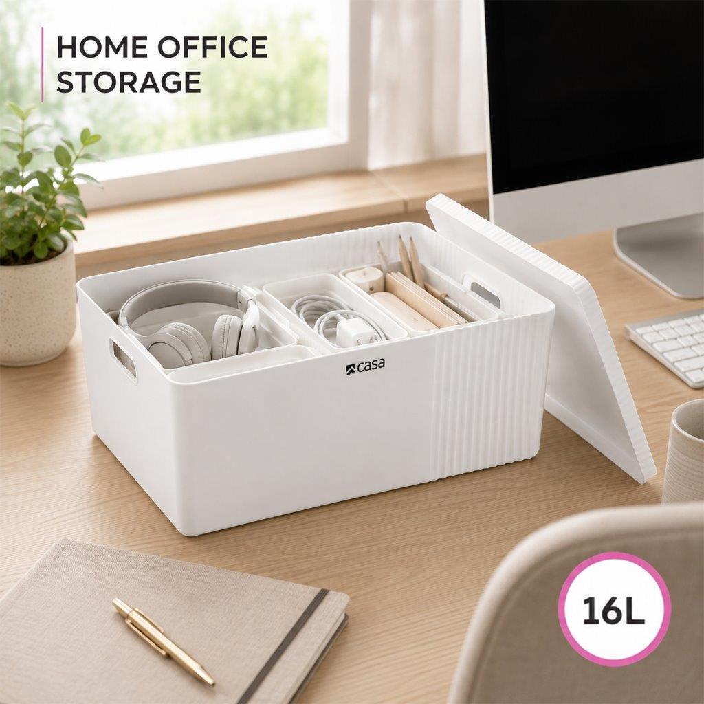 4Pc Decorative Storage Box Set | 30L + 16L + 2x 5L | White