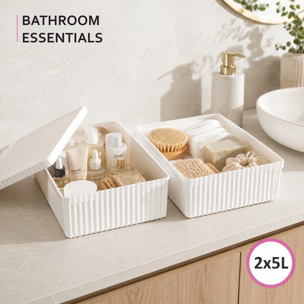 4Pc Decorative Storage Box Set | 30L + 16L + 2x 5L | White