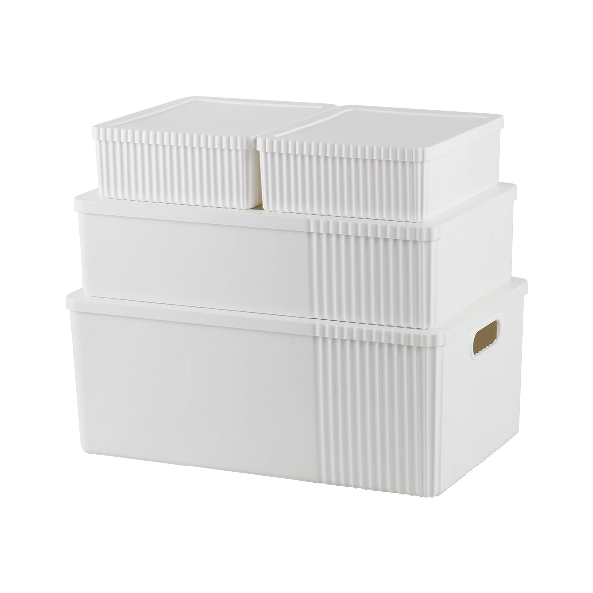 4Pc Decorative Storage Box Set | 30L + 16L + 2x 5L | White
