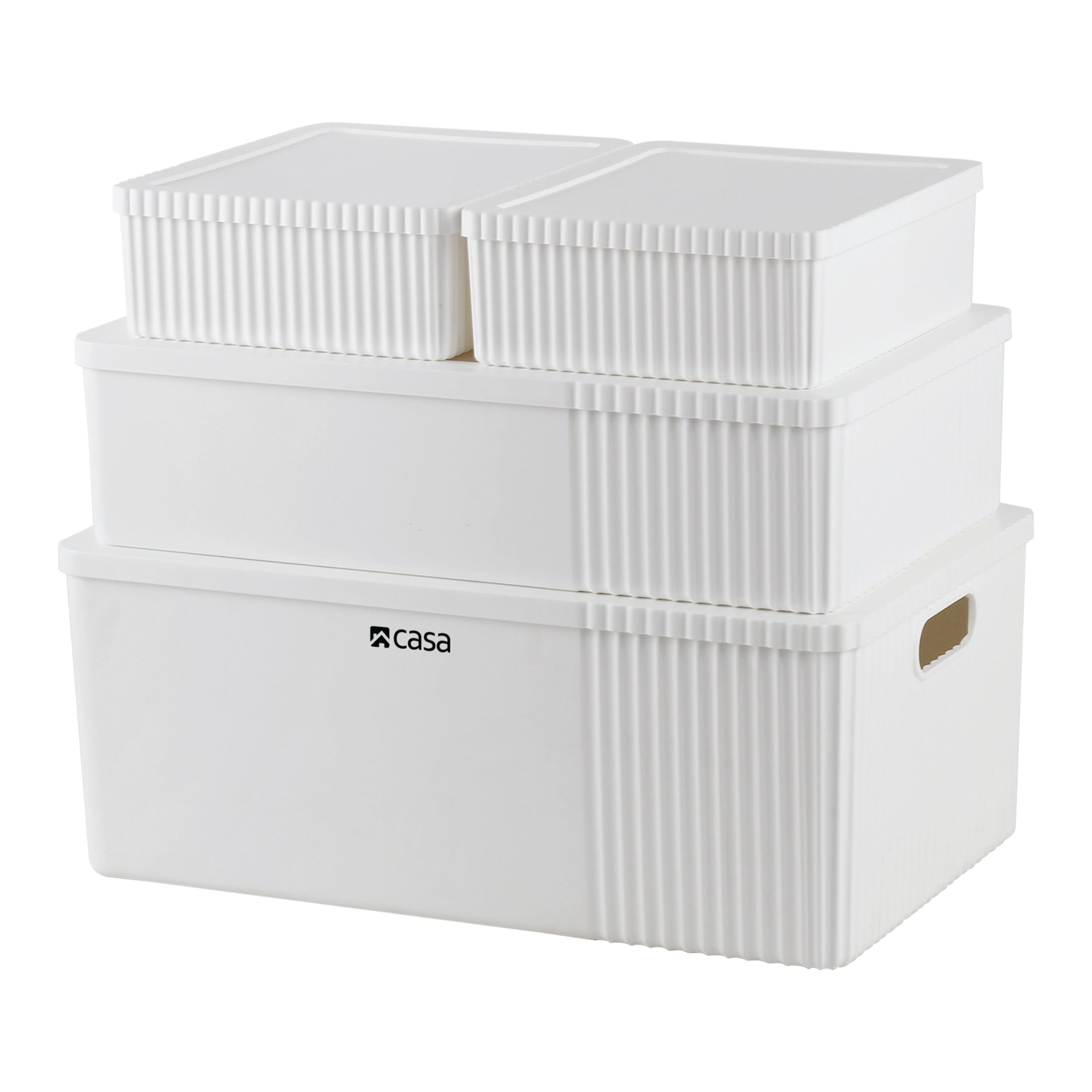 4Pc Decorative Storage Box Set | 30L + 16L + 2x 5L | White