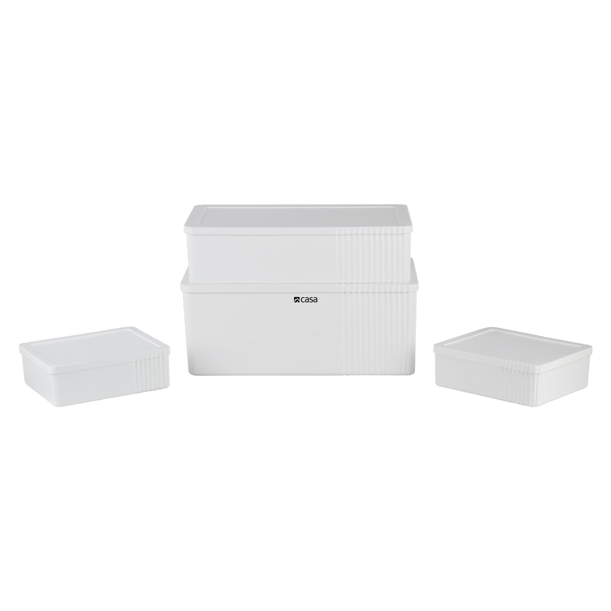 4Pc Decorative Storage Box Set | 30L + 16L + 2x 5L | White