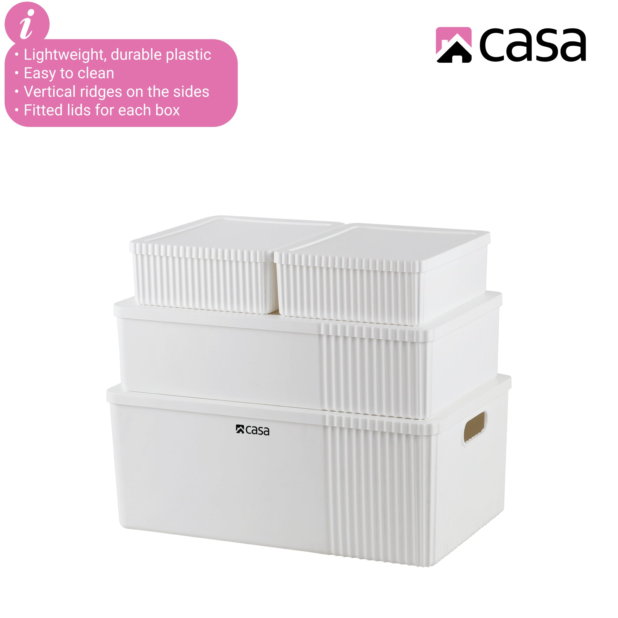 4Pc Decorative Storage Box Set | 30L + 16L + 2x 5L | White