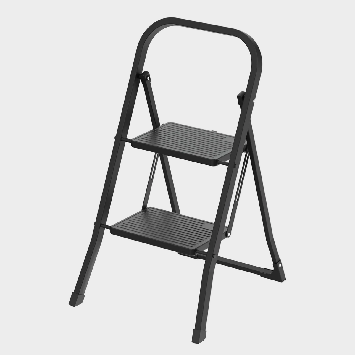 2-Step Folding Ladder - Steel & Plastic Black | Casa 150kg Capacity