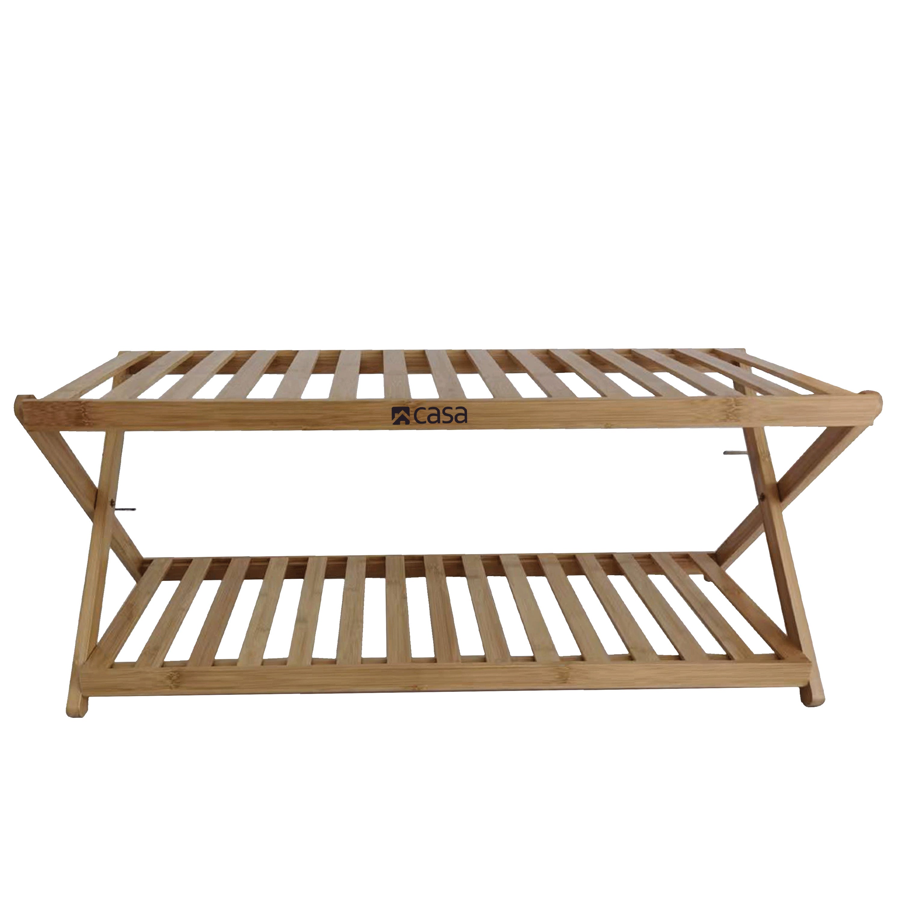 Foldable Bamboo Shoe Rack CSS110 – 2-Tier Storage | Casa