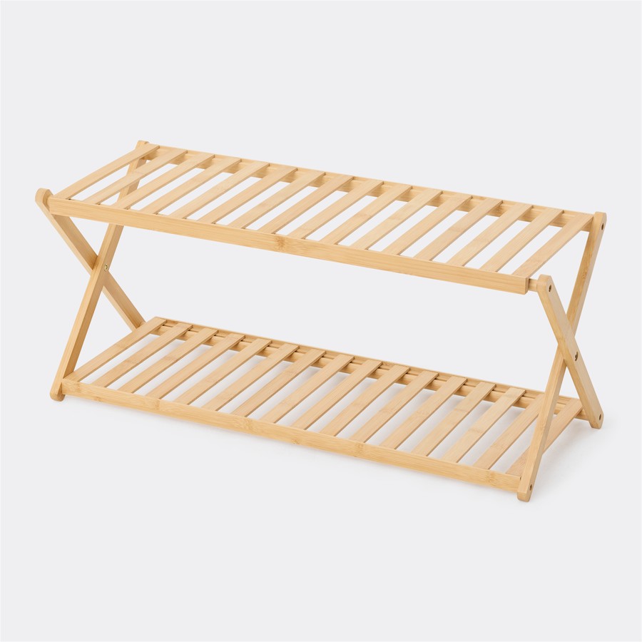 Shoe Storage Rack | 2-Tier | Bamboo | Foldable