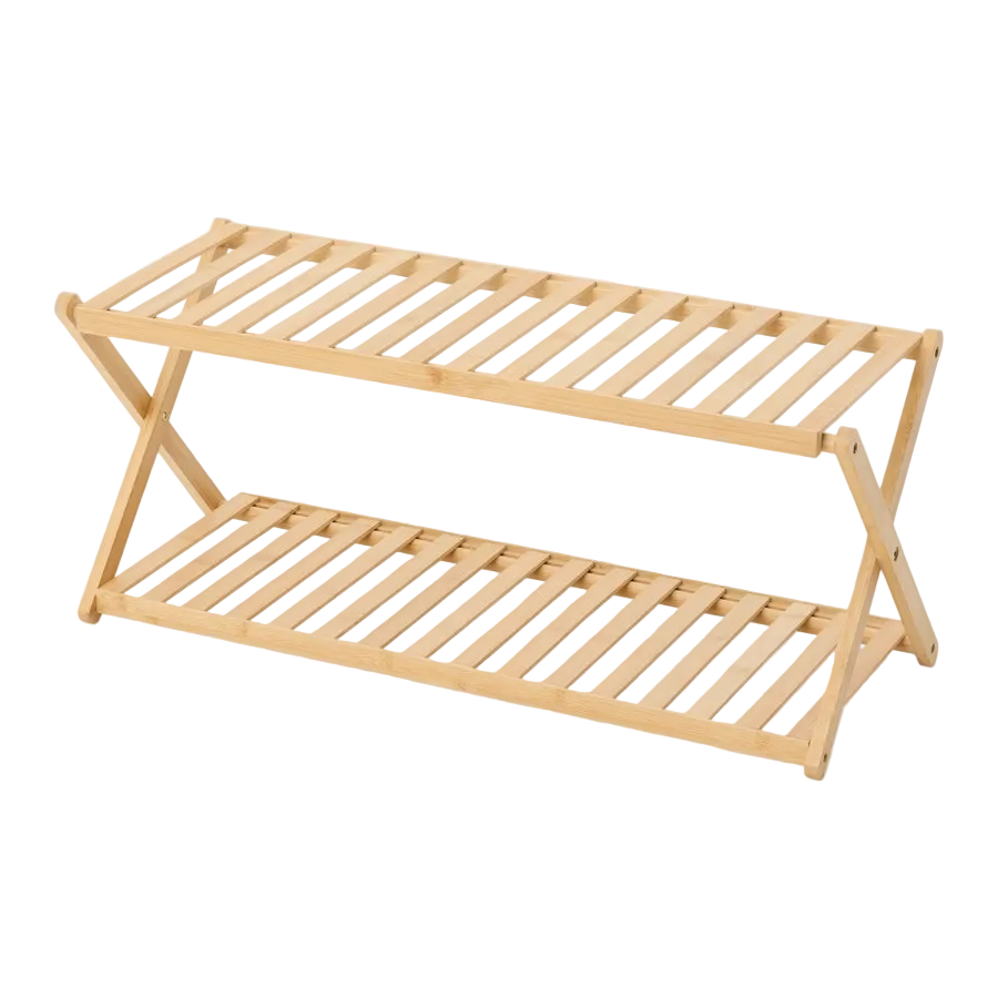 Foldable Bamboo Shoe Rack CSS110 – 2-Tier Storage | Casa