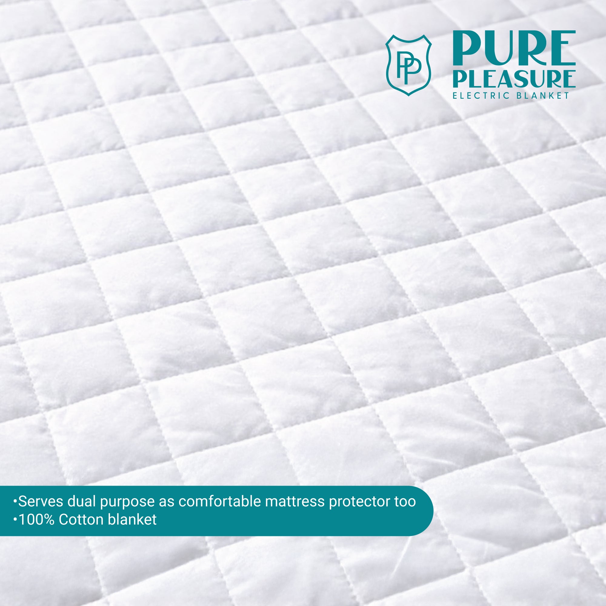 Cotton Quilt Fitted Electric Blanket | 8 Heat Settings & Timer | Single to King