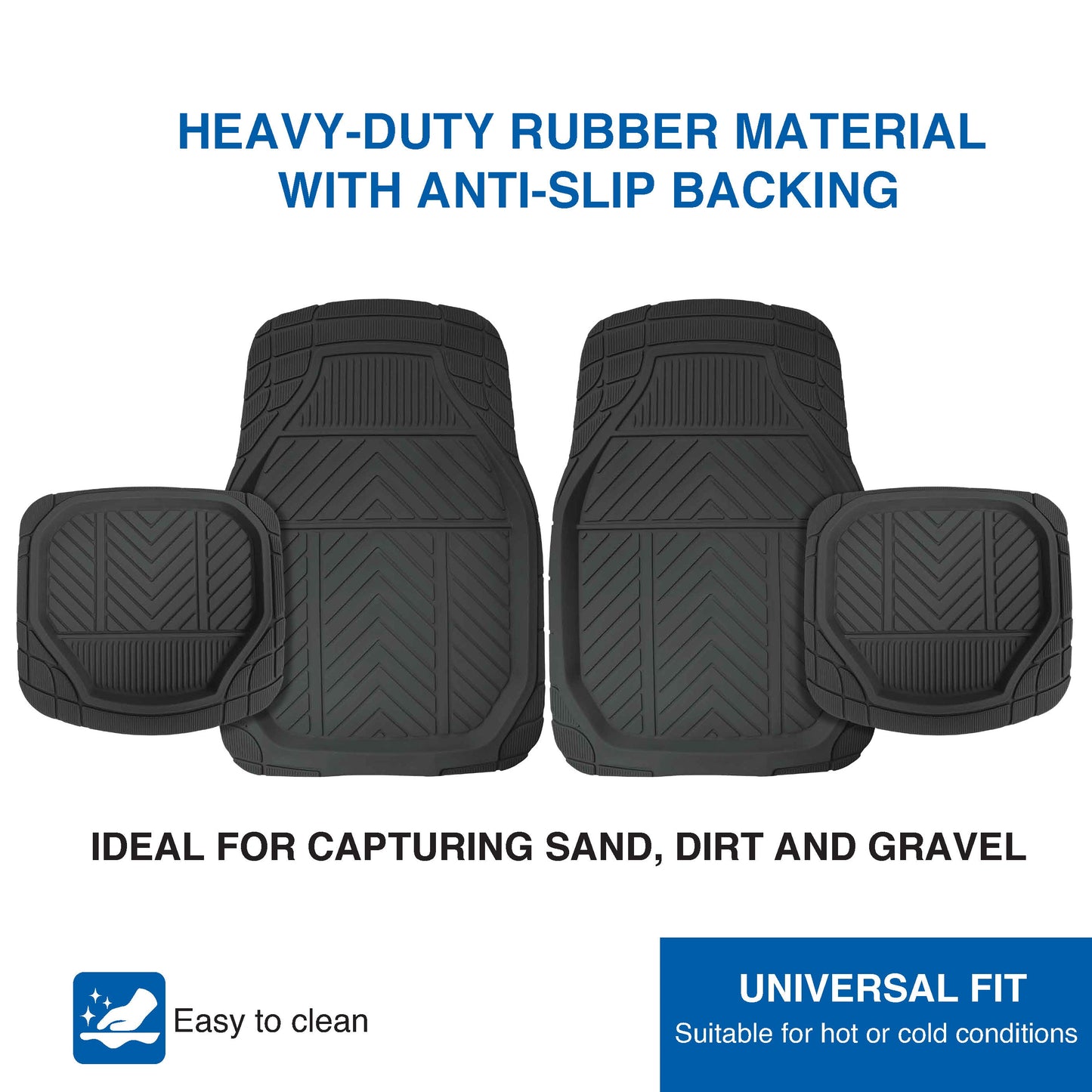 4PC DEEP TROUGH CAR FLOOR MAT SET