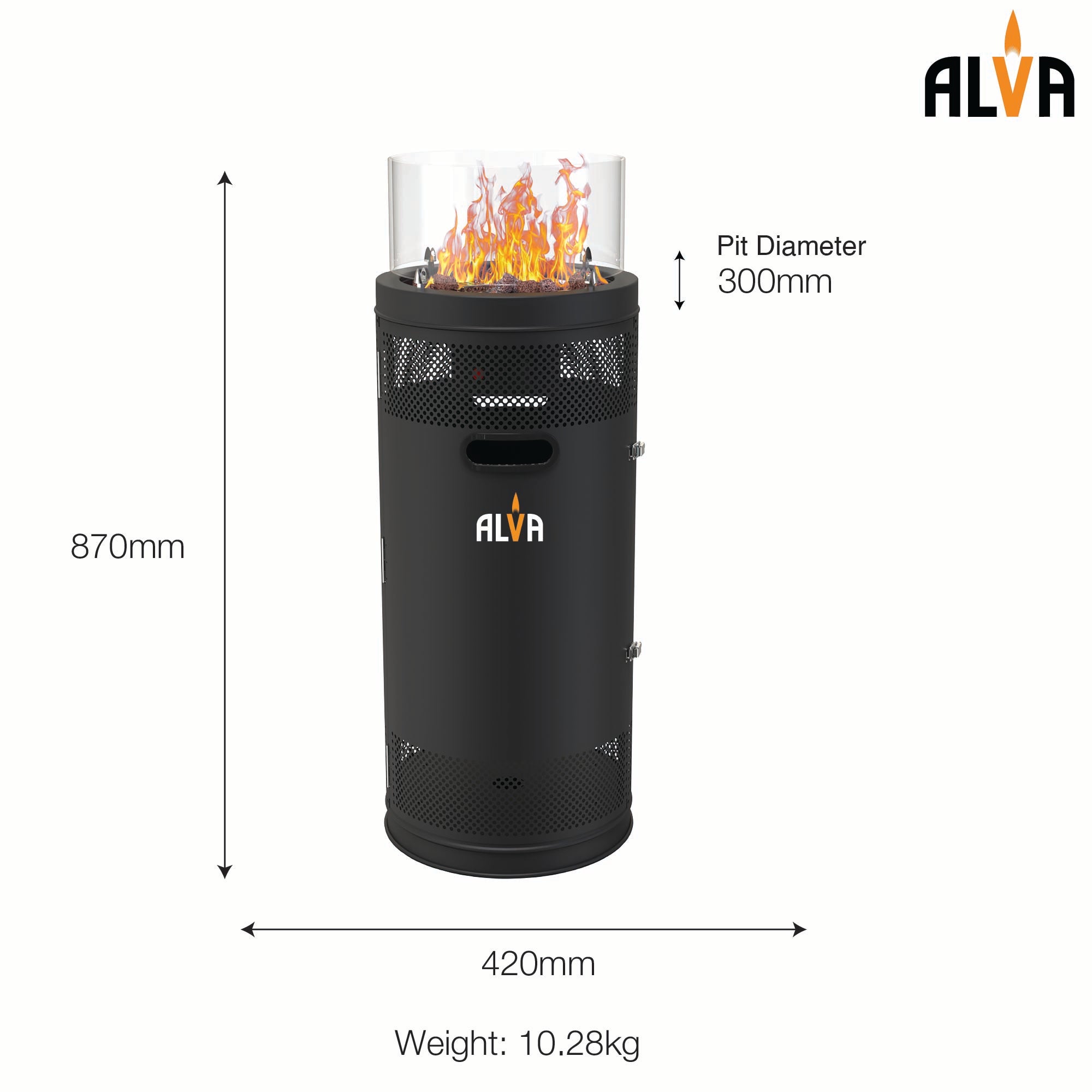 Short Stand Firepit Gas Patio Heater (With Lava Stones)