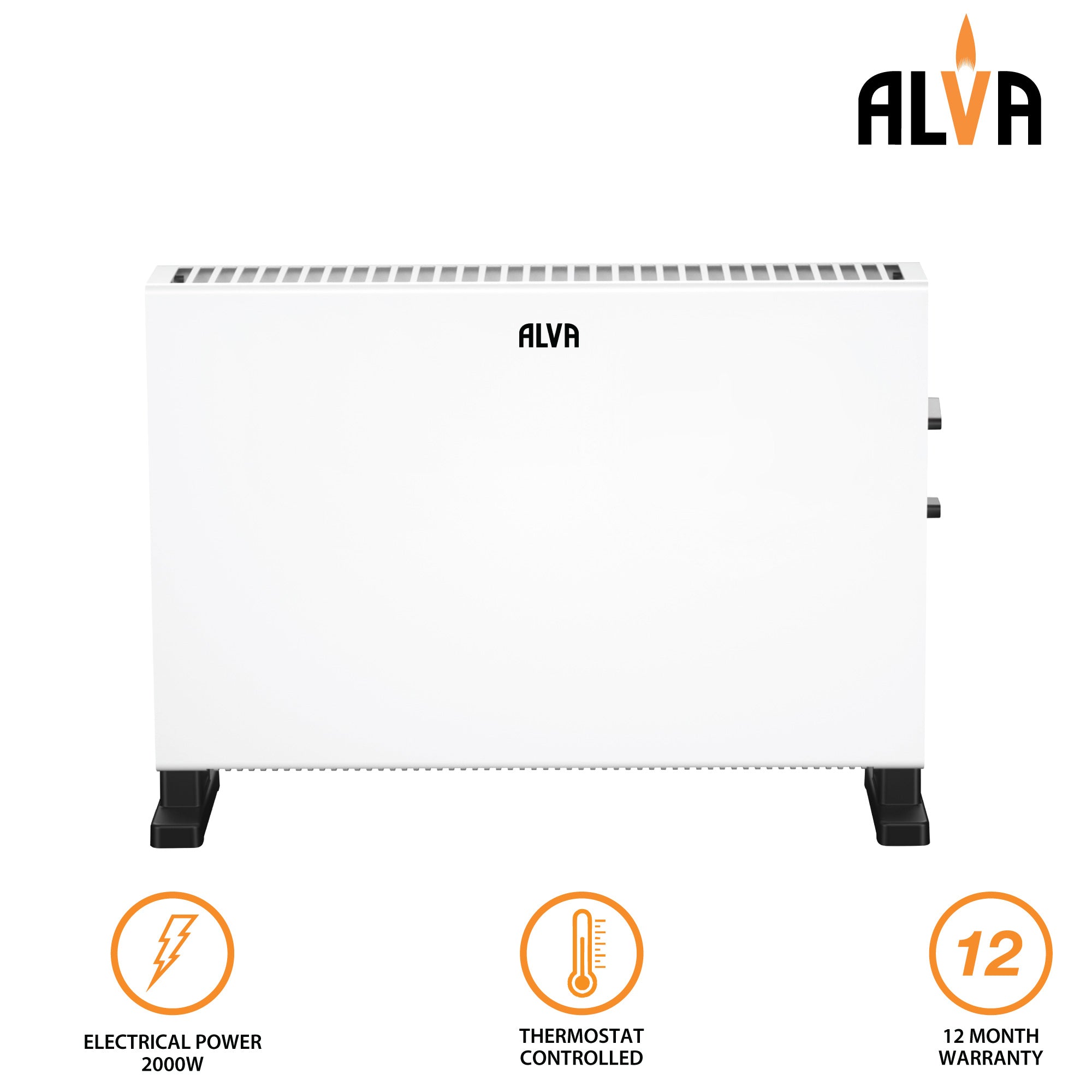 Electric Convection Heater - White | Smooth Design | 2000W