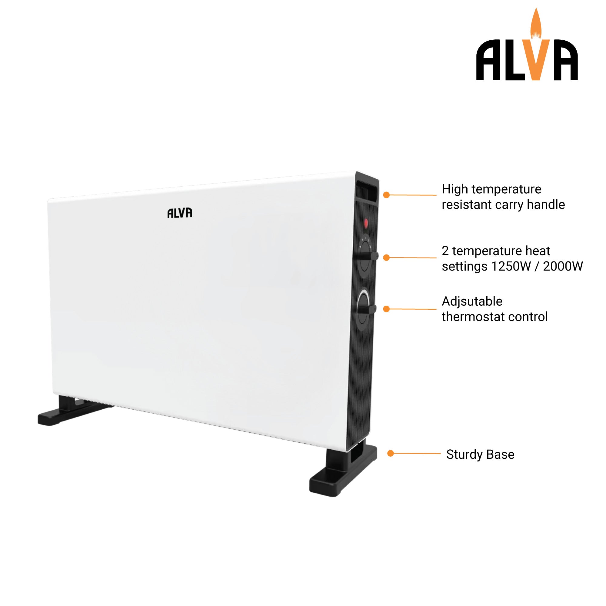 Electric Convection Heater - White | Smooth Design | 2000W