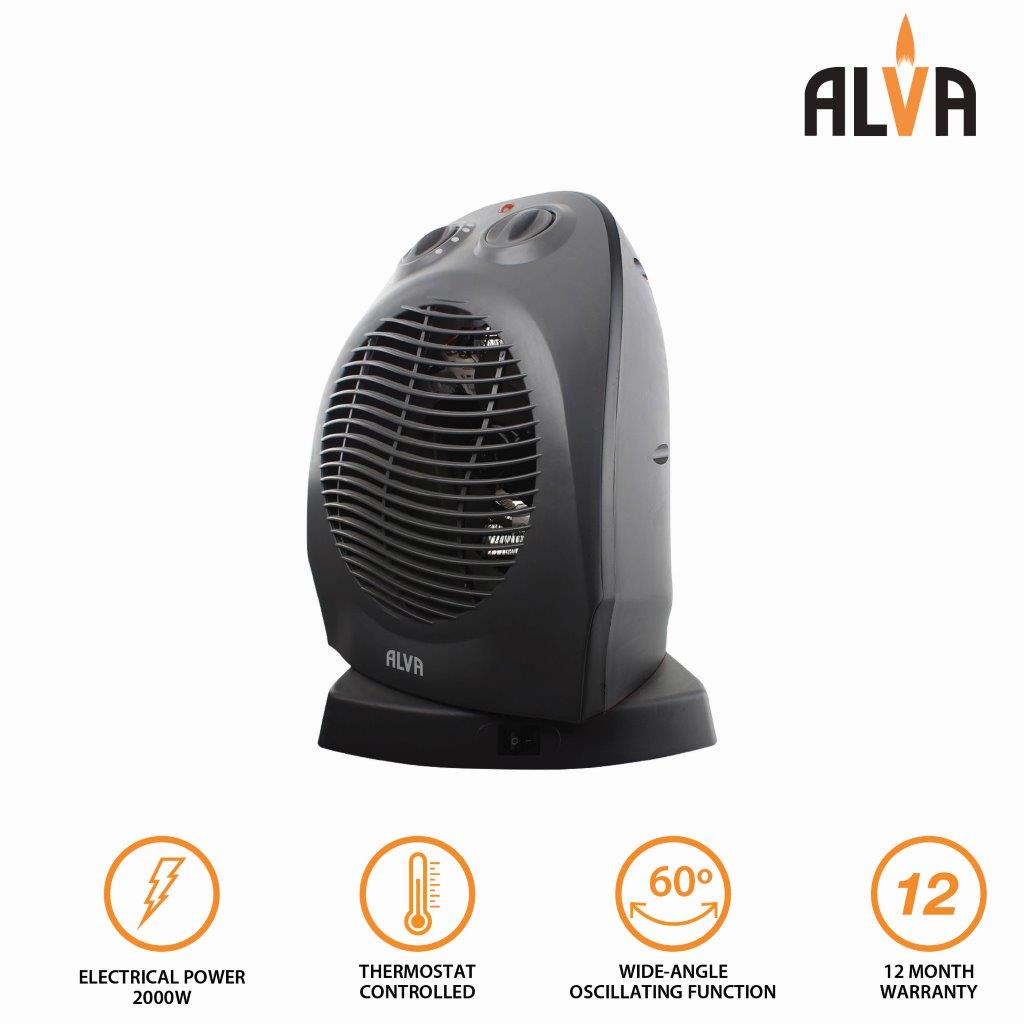 Electric Fan Heater | 2000W | Oscillation | Black