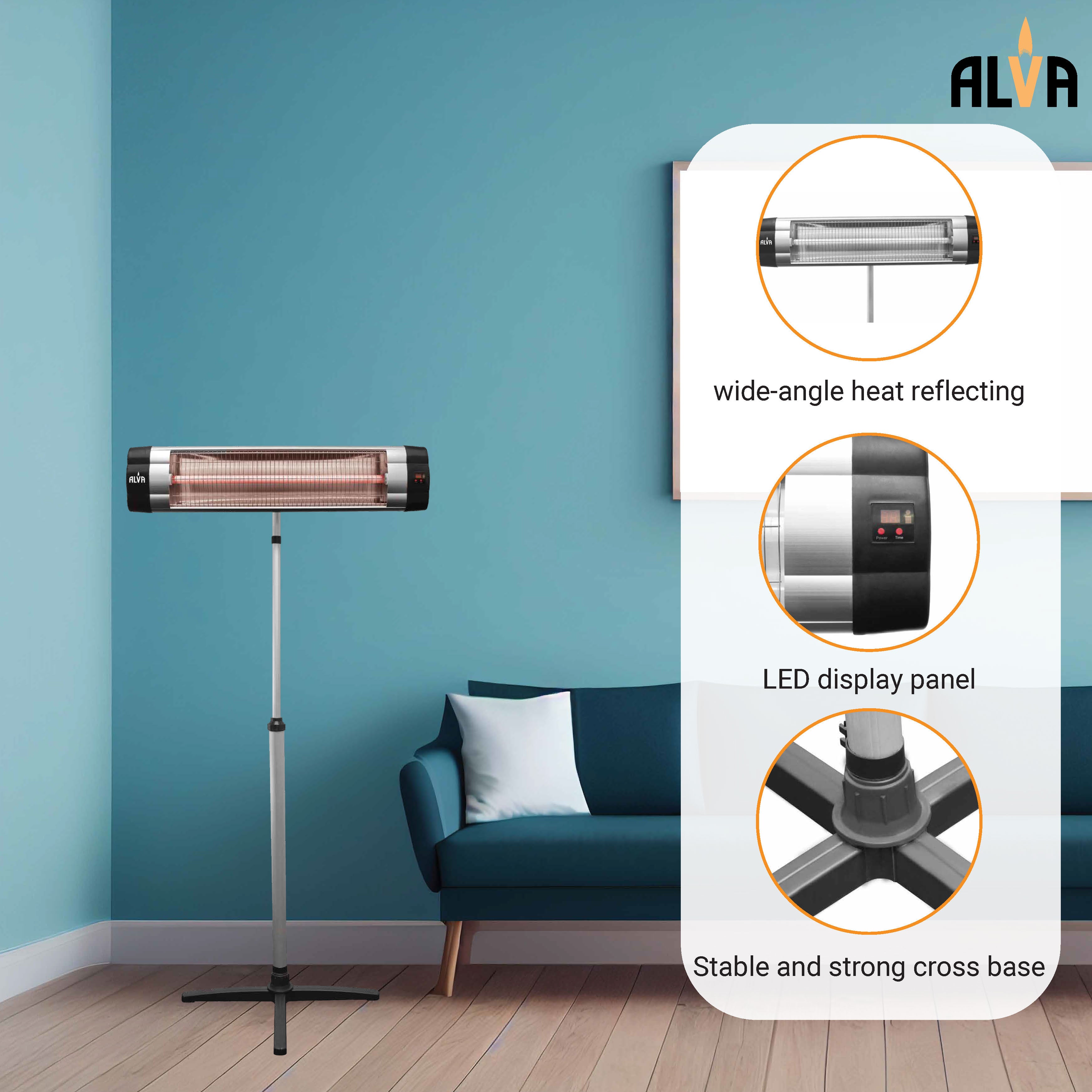 Electric Infrared Heater - Telescopic Stand & Remote