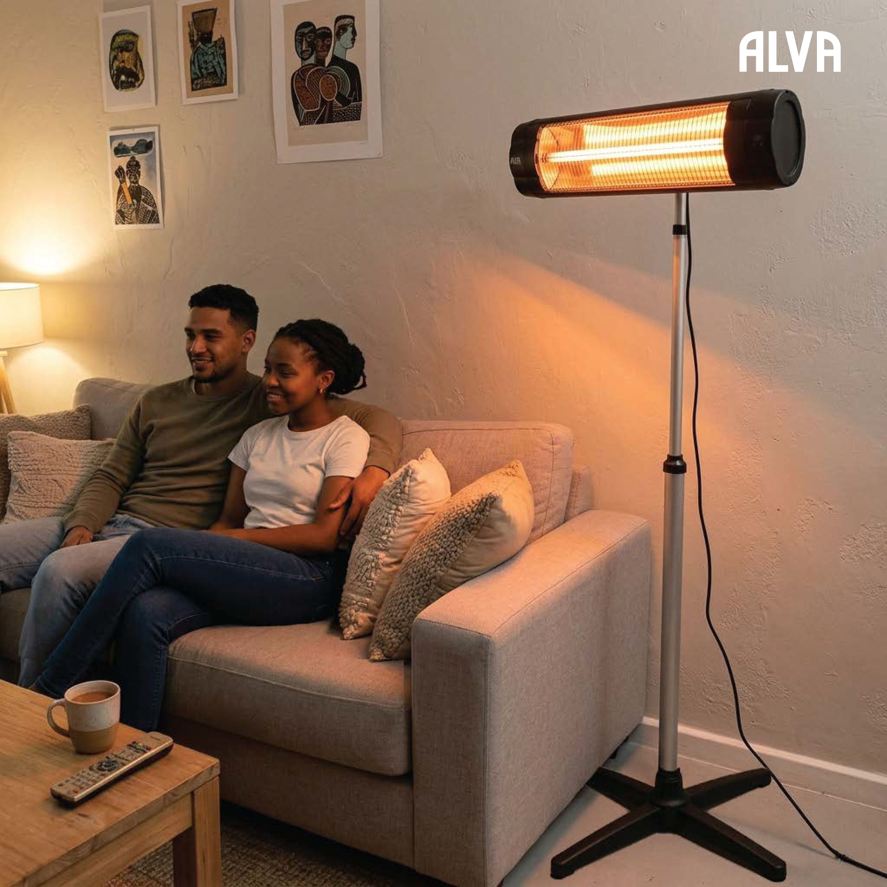 Electric Infrared Heater | Telescopic Stand & Remote Control | Wall-mountable