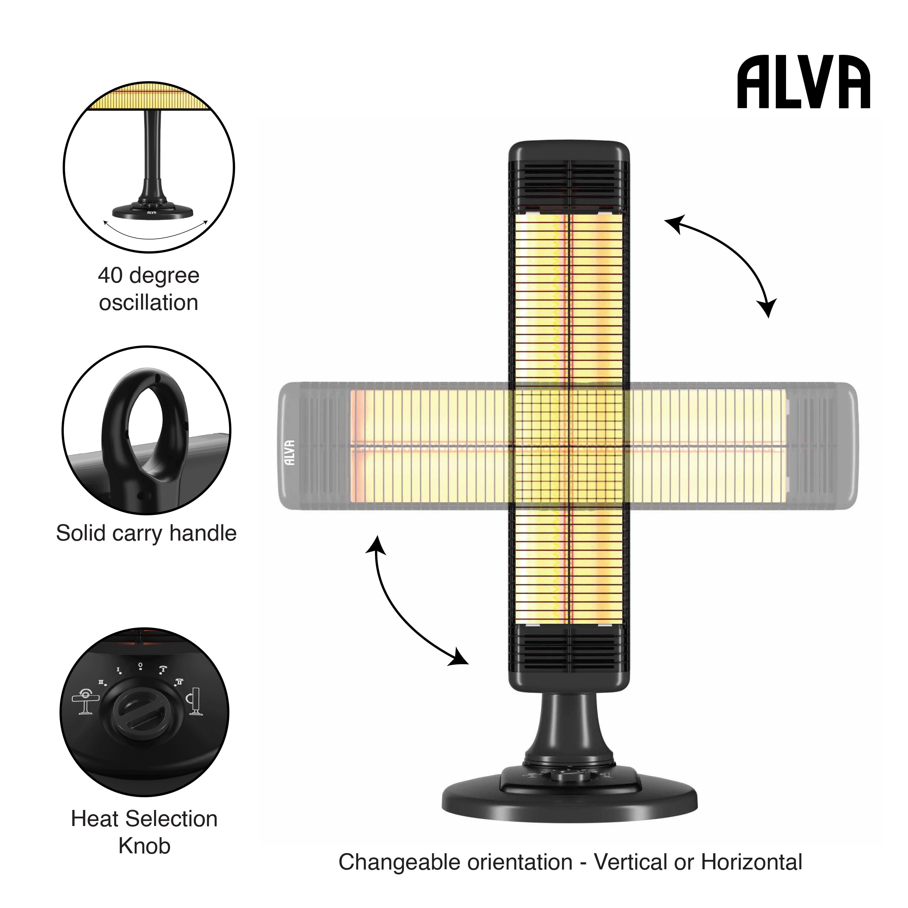 Electric Infrared Short Patio Heater | Adjustable Directional Head