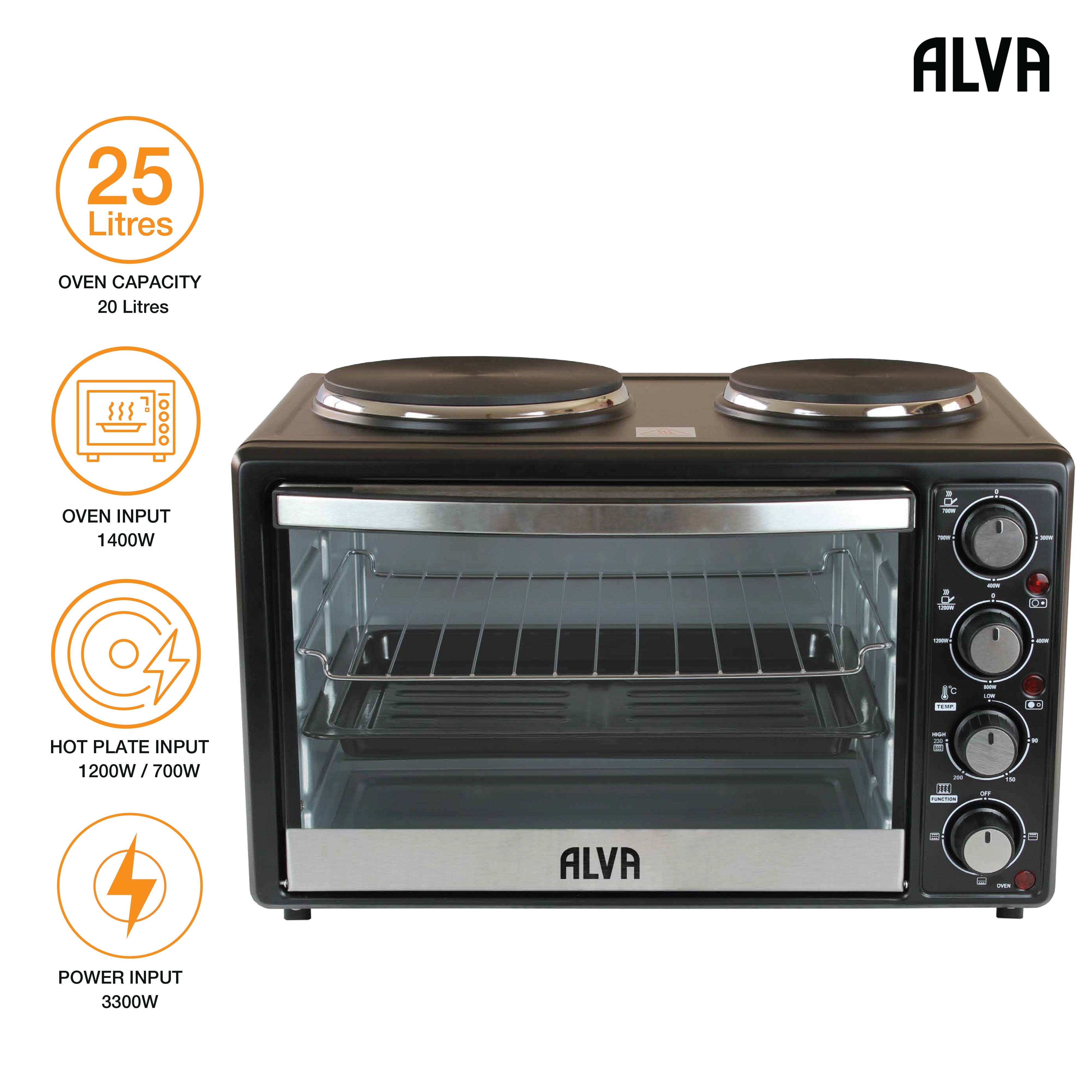Mini Kitchen - 25L Electric Oven With 2 Plate Stove