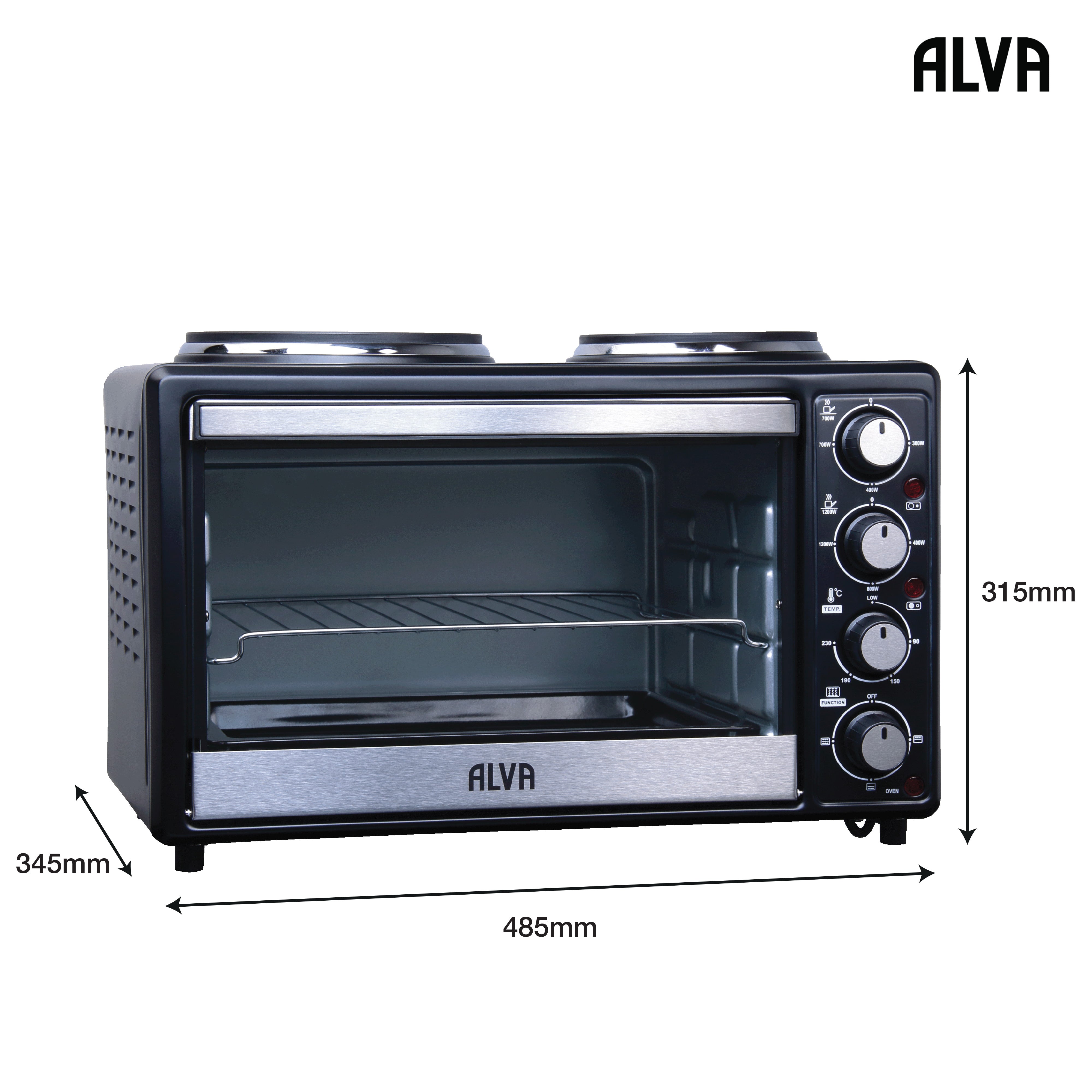 Mini Kitchen - 25L Electric Oven With 2 Plate Stove