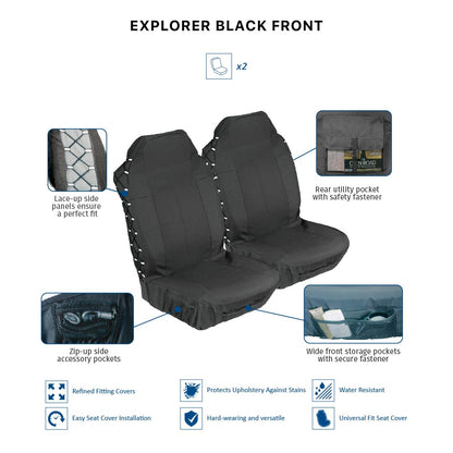 EXPLORER 2PC FRONT CAR SEAT COVER SET (various colours)