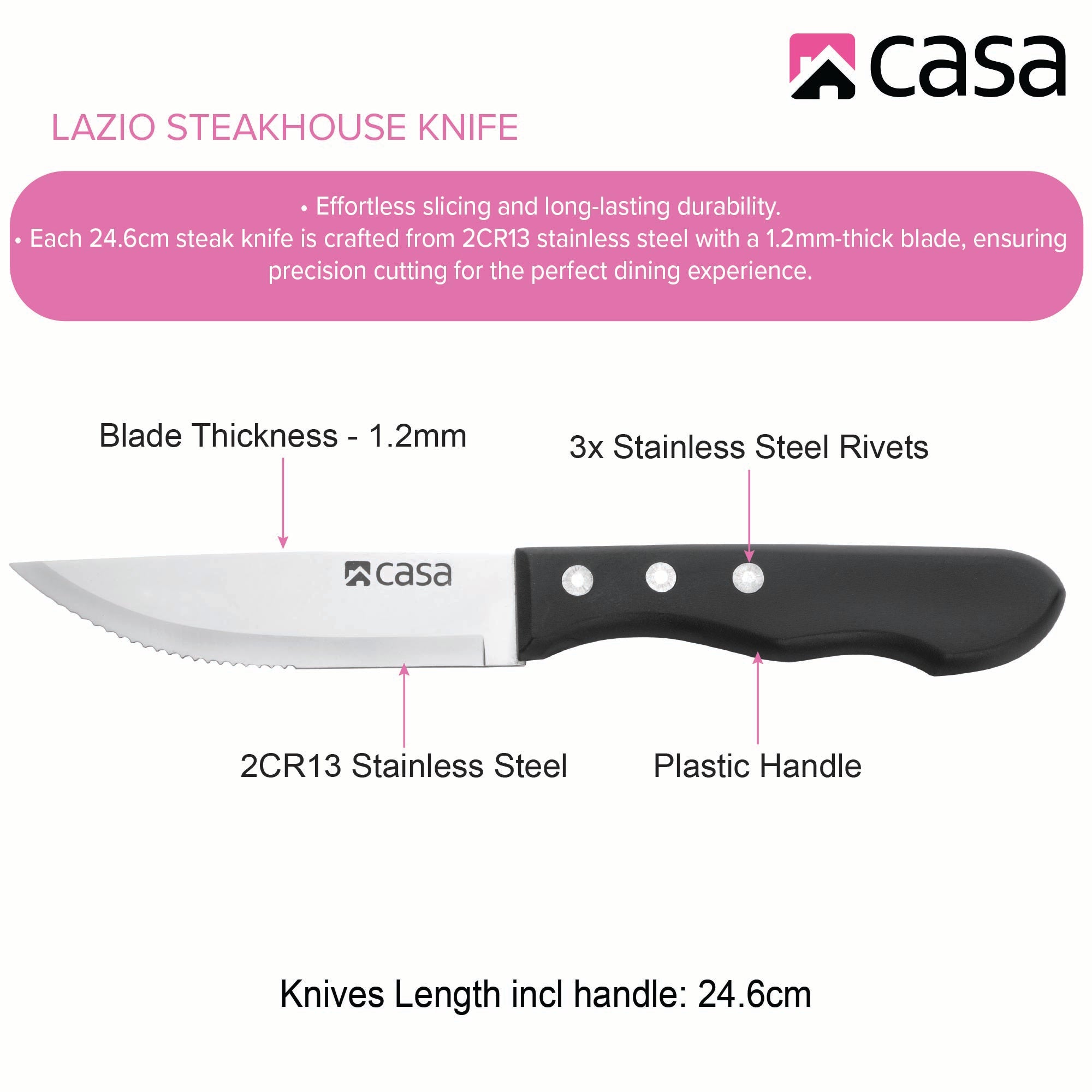 4Pc Steakhouse Knife Set - Lazio