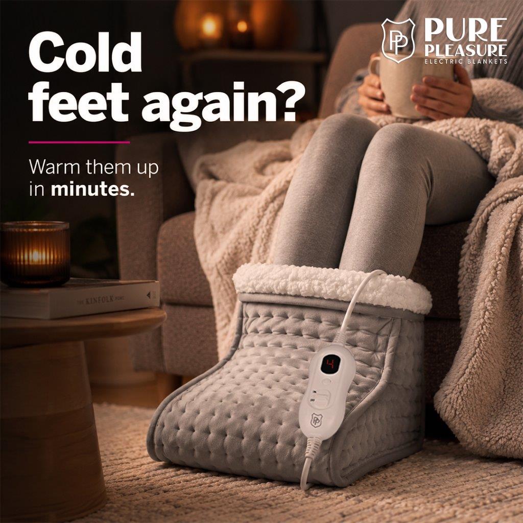 Electric Heated Foot Warmer | Detachable Controller with 4 Heat Settings