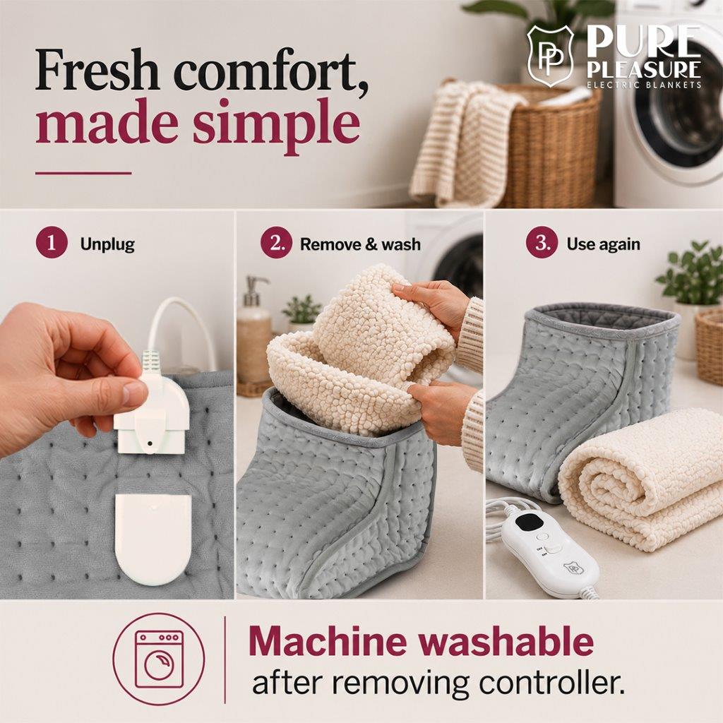 Electric Heated Foot Warmer | Detachable Controller with 4 Heat Settings