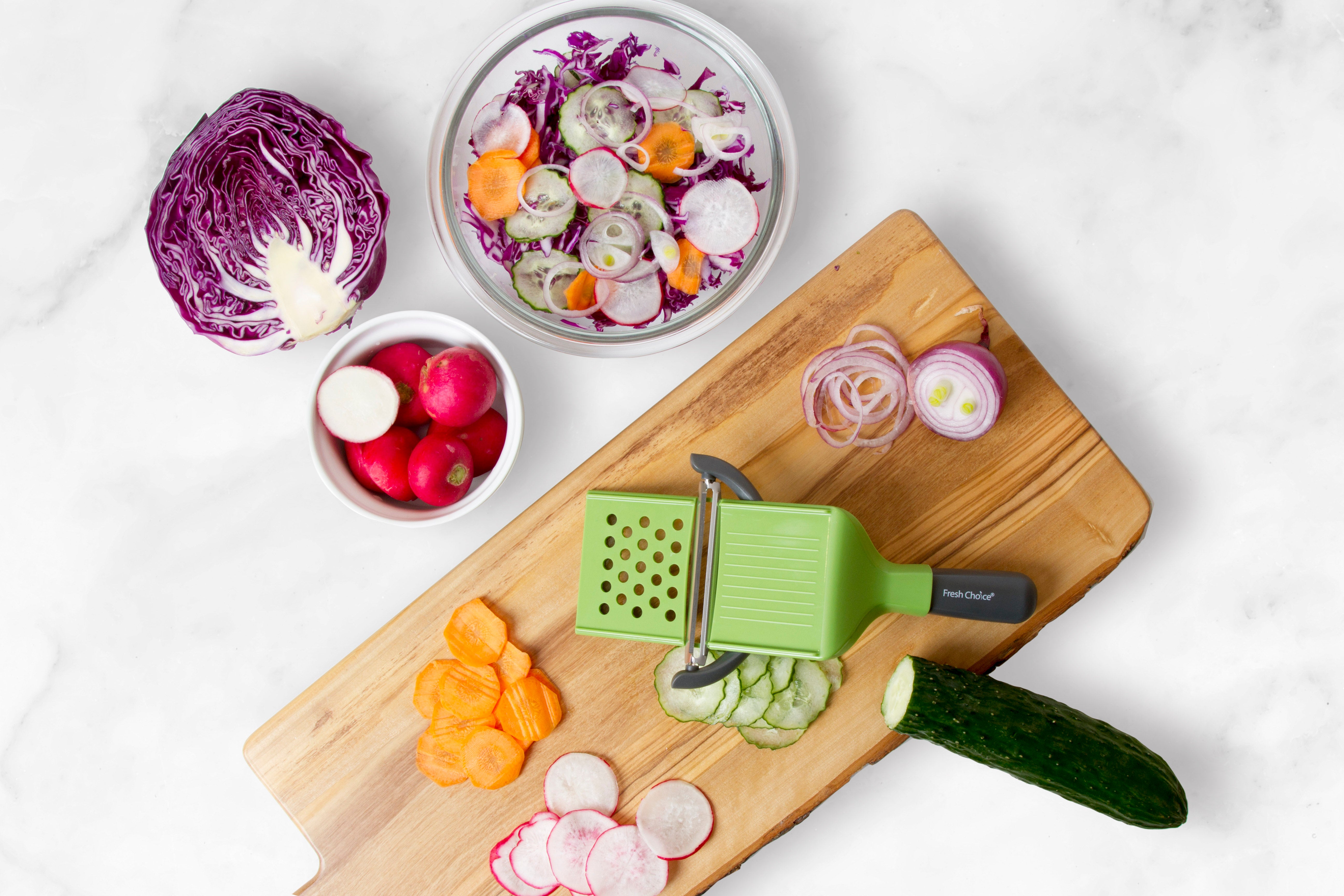Fresh Choice Peeler Mandoline | 4-in-1 Slicer, Peeler & Grater