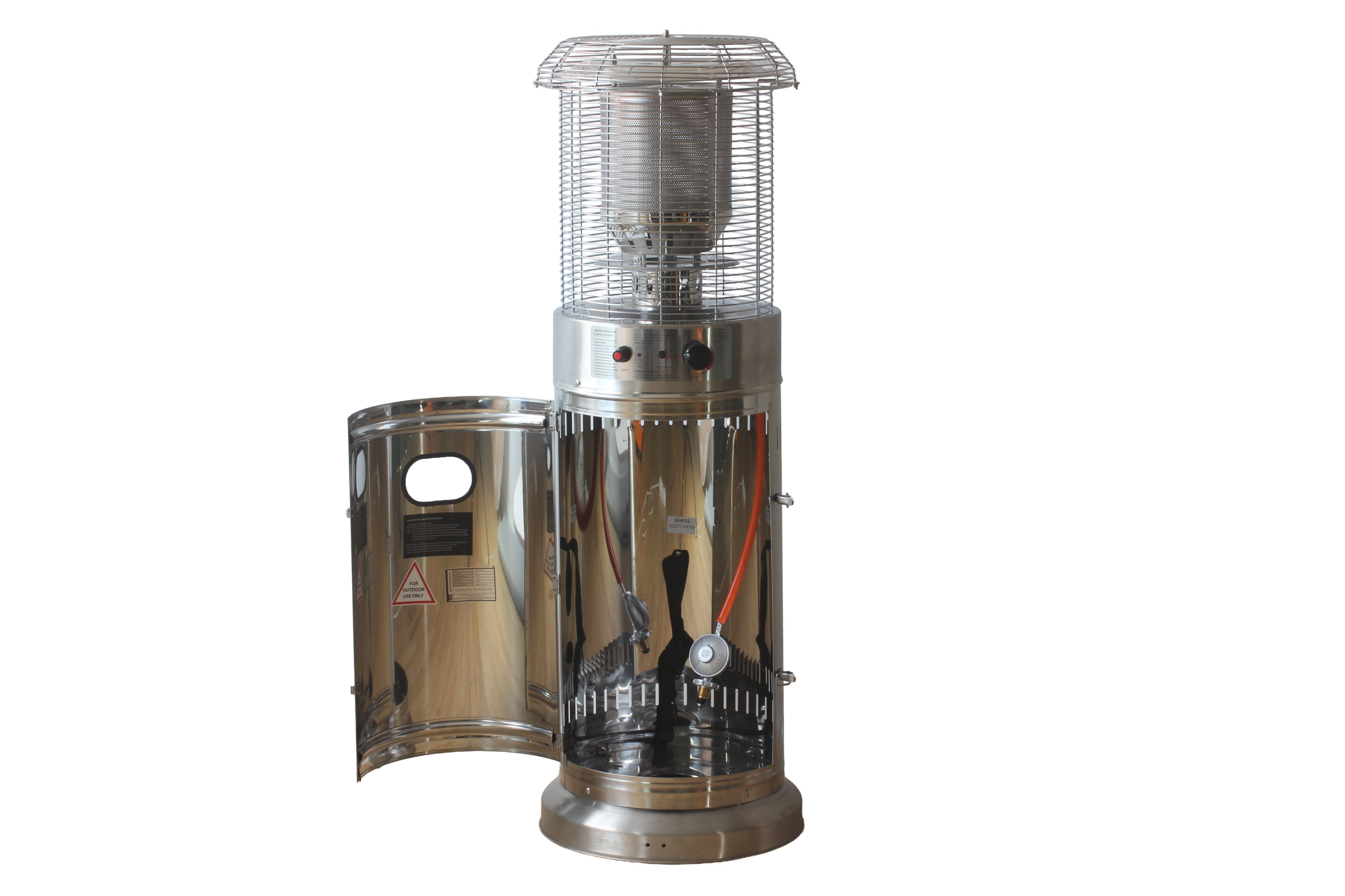 Short Stand Gas Patio Heater 1.35m - Stainless Steel