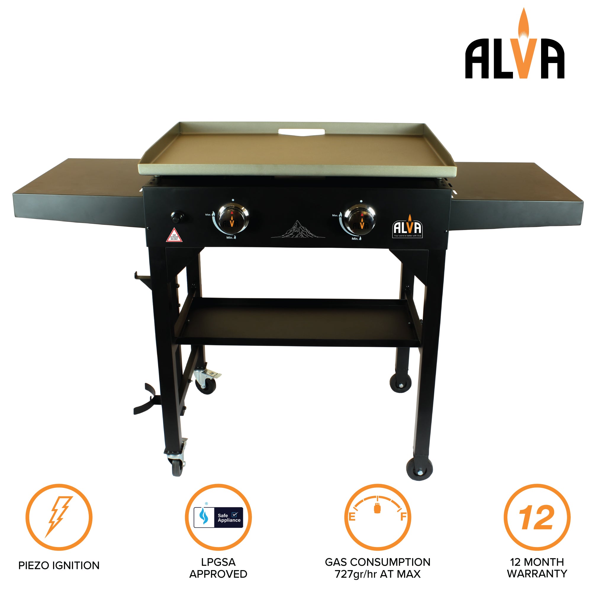 Olympus 2-Burner Gas Griddle BBQ Station