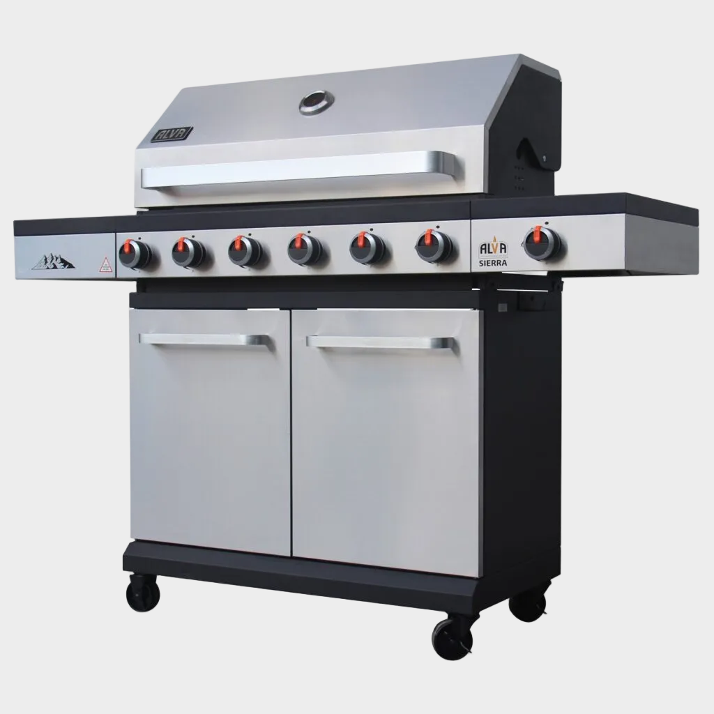 Sierra-6 Burner BBQ With Side Burner – Stainless Steel / Black + FREE TOOL SET
