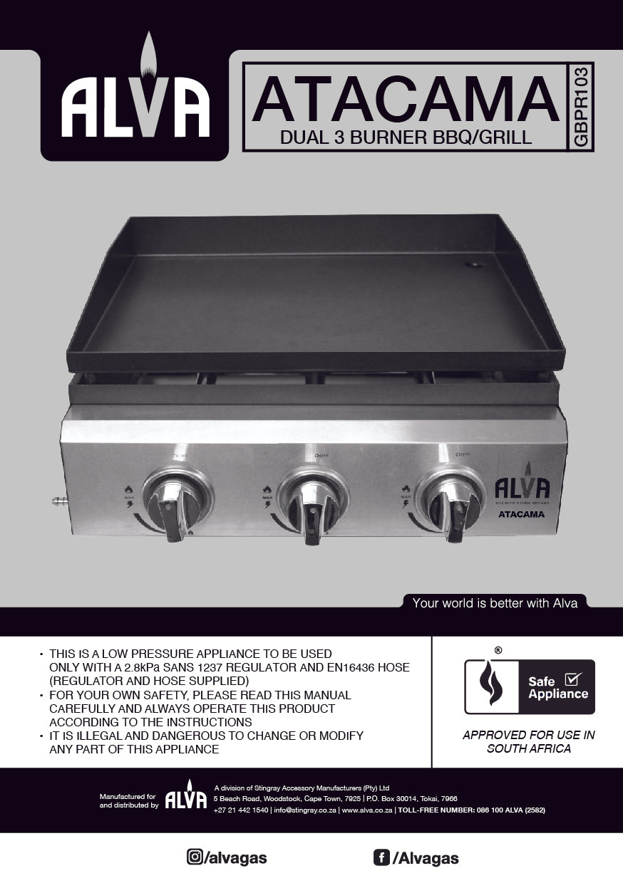 ATACAMA TABLETOP 3-BURNER GAS PLANCHA & GRILL BBQ