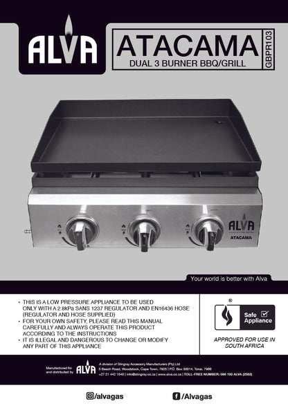 ATACAMA TABLETOP 3-BURNER GAS PLANCHA & GRILL BBQ