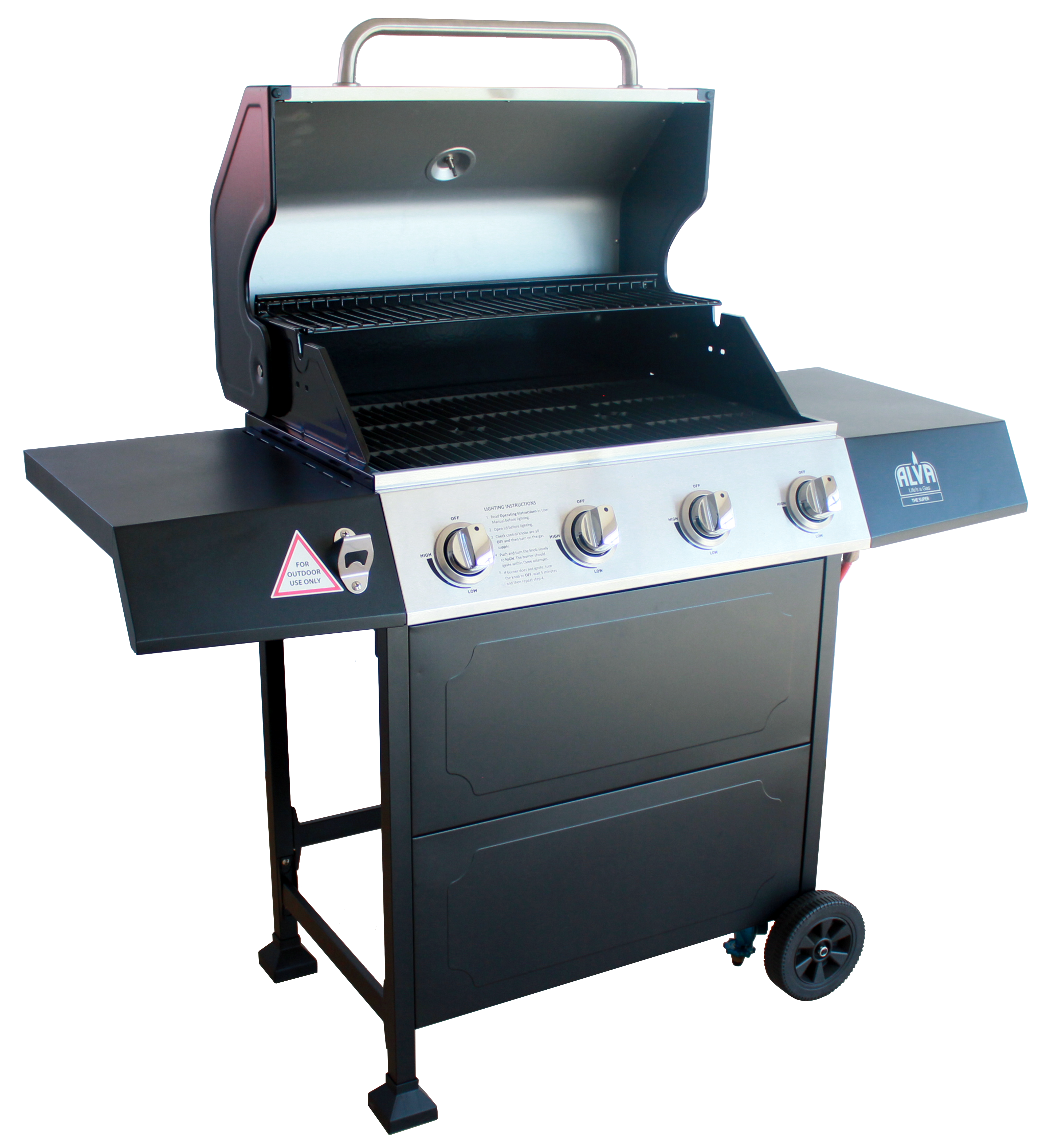 Super 4-Burner Stainless Steel Gas BBQ