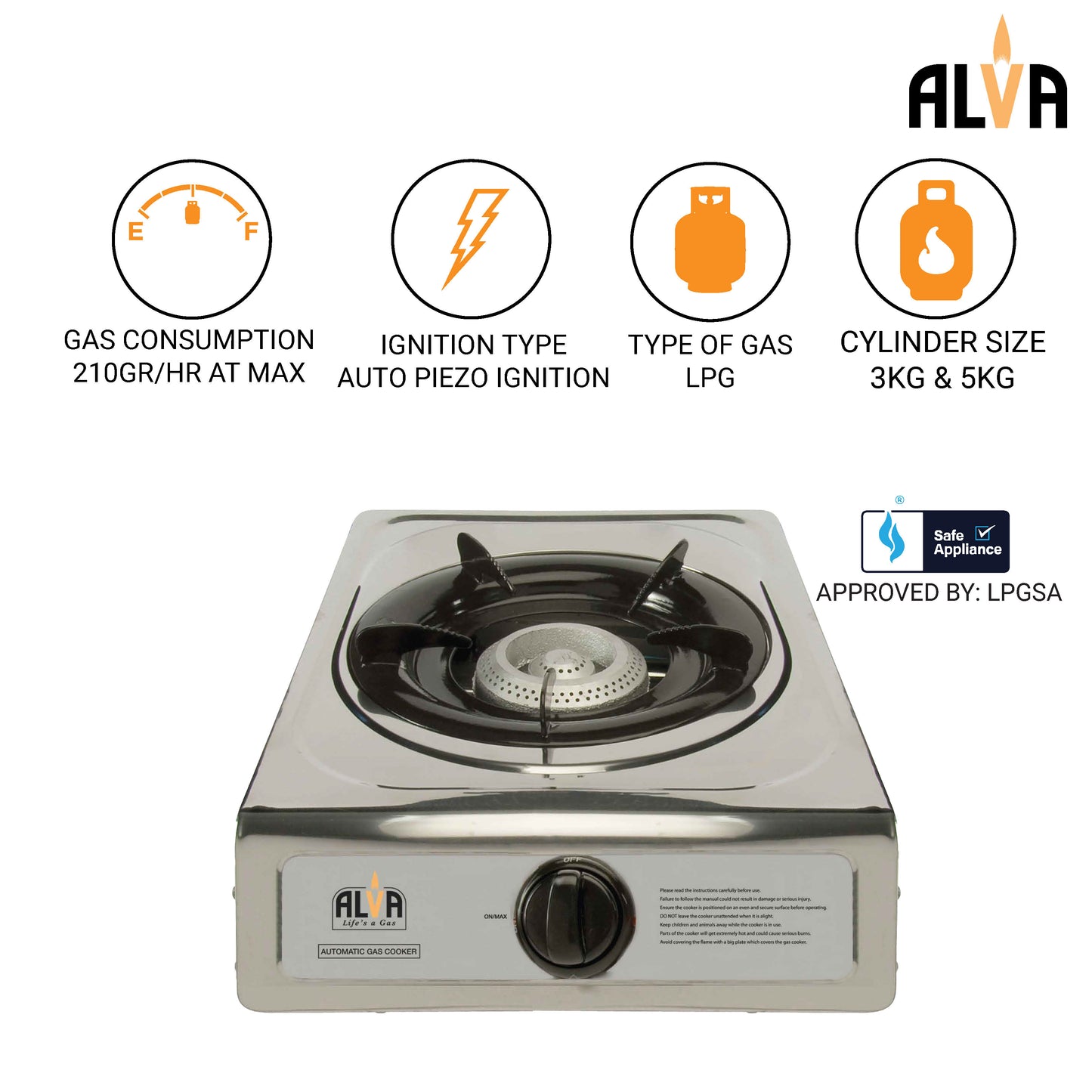 SINGLE BURNER STAINLESS STEEL GAS STOVE