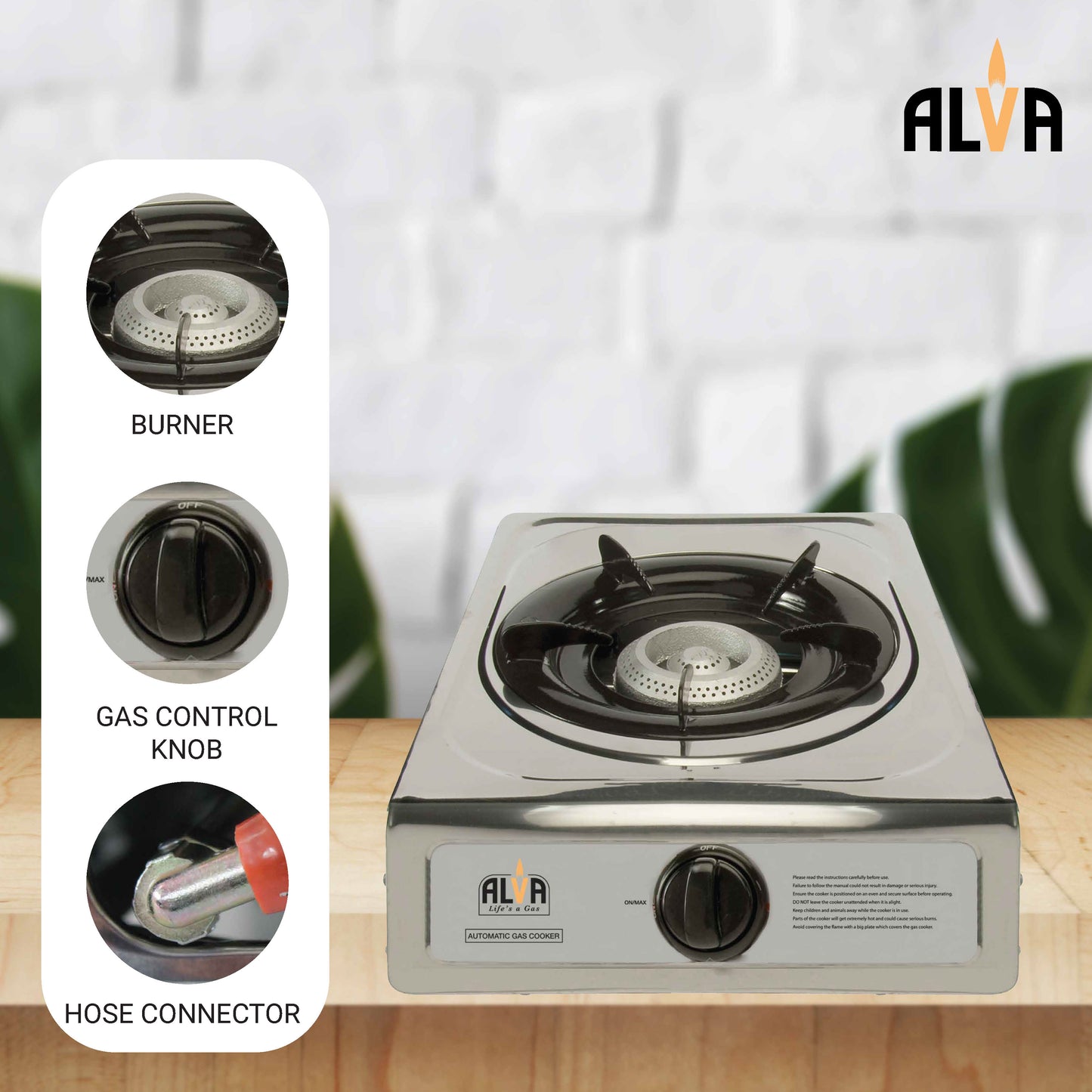 SINGLE BURNER STAINLESS STEEL GAS STOVE