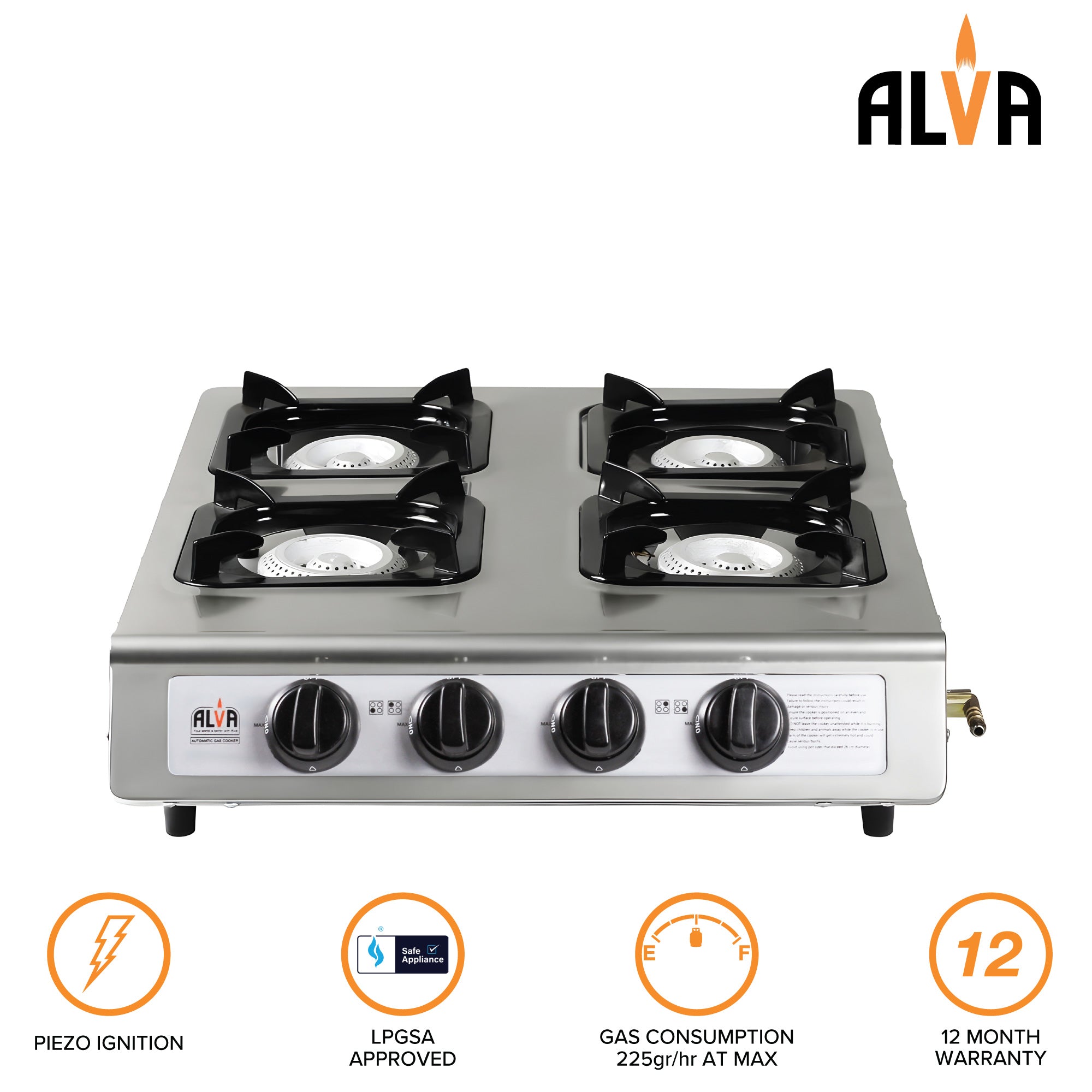 4-Burner Stainless Steel Gas Stove