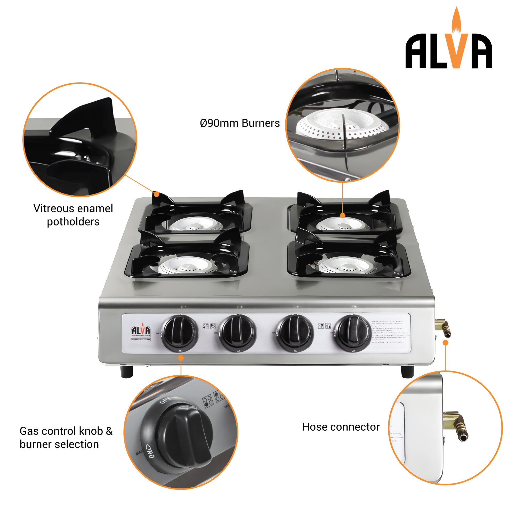4-Burner Stainless Steel Gas Stove