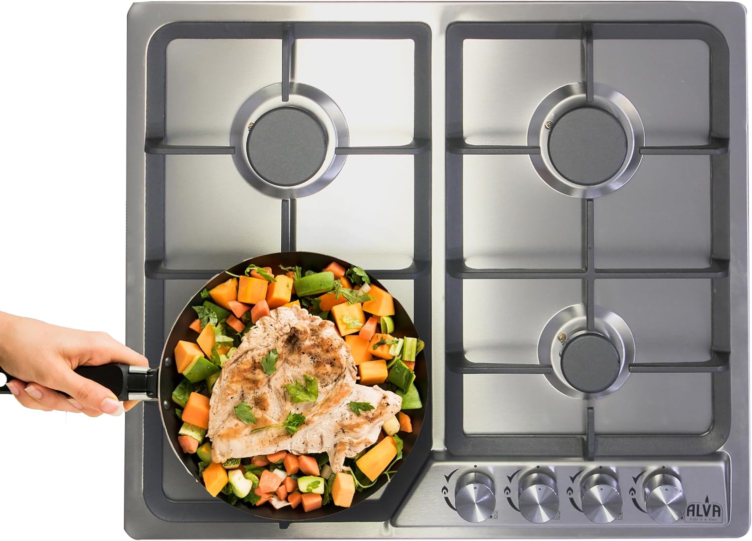 60cm 4-Burner Gas Hob - Stainless Steel