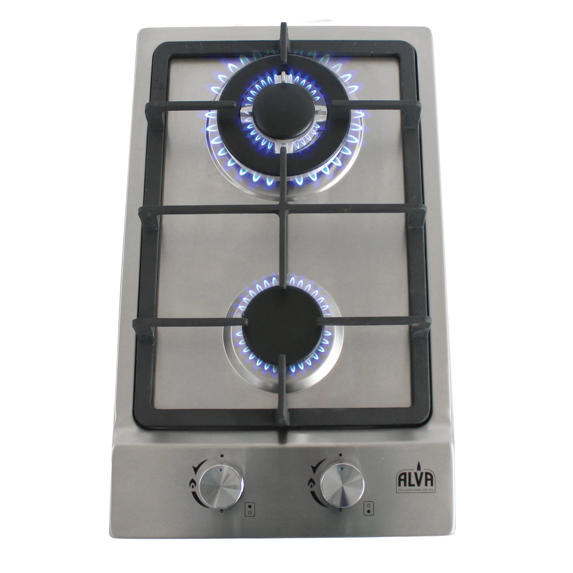 30cm 2-Burner Gas Hob - Stainless Steel