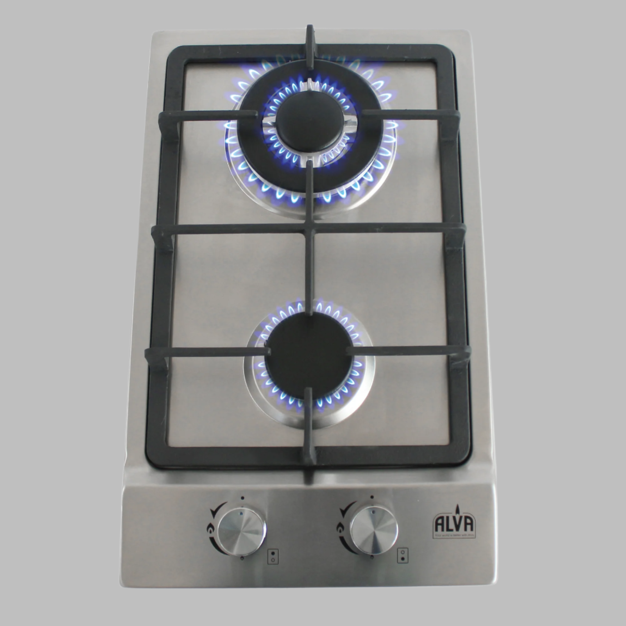 30cm 2-Burner Gas Hob - Stainless Steel