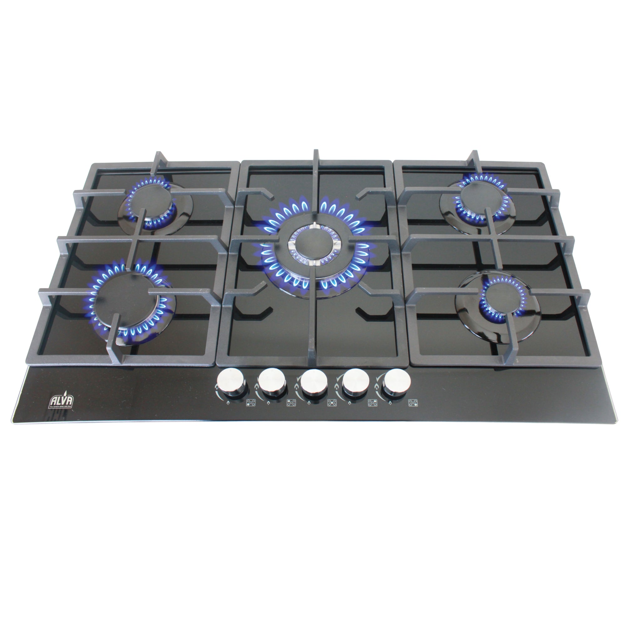 90cm 5-Burner Gas Hob - Glass Top