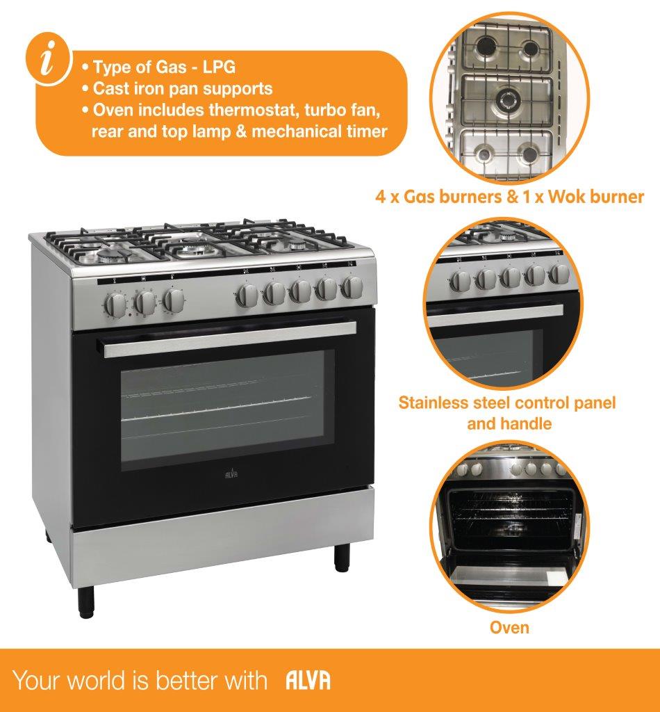 5-Burner Freestanding Gas Electric Cooker Combo (Oven / Stove)
