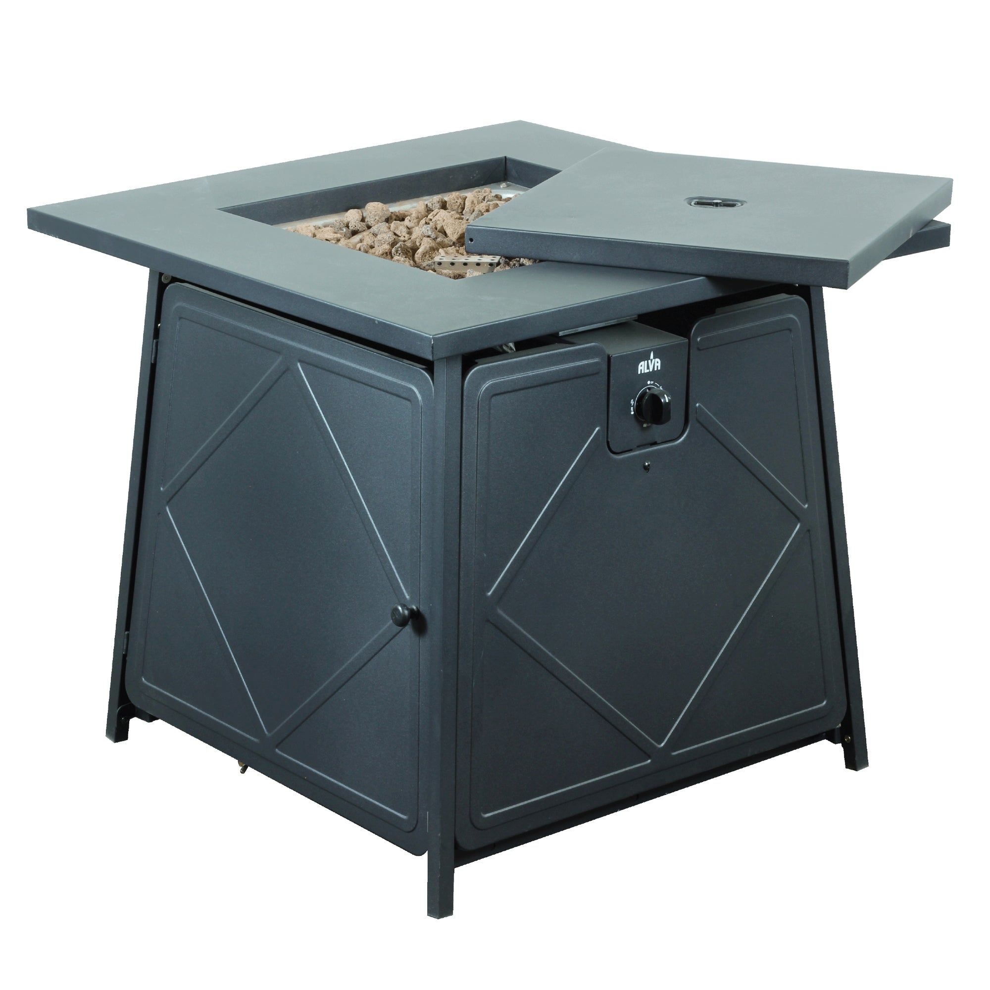 Gas Firetable With Lava Rocks & Lid