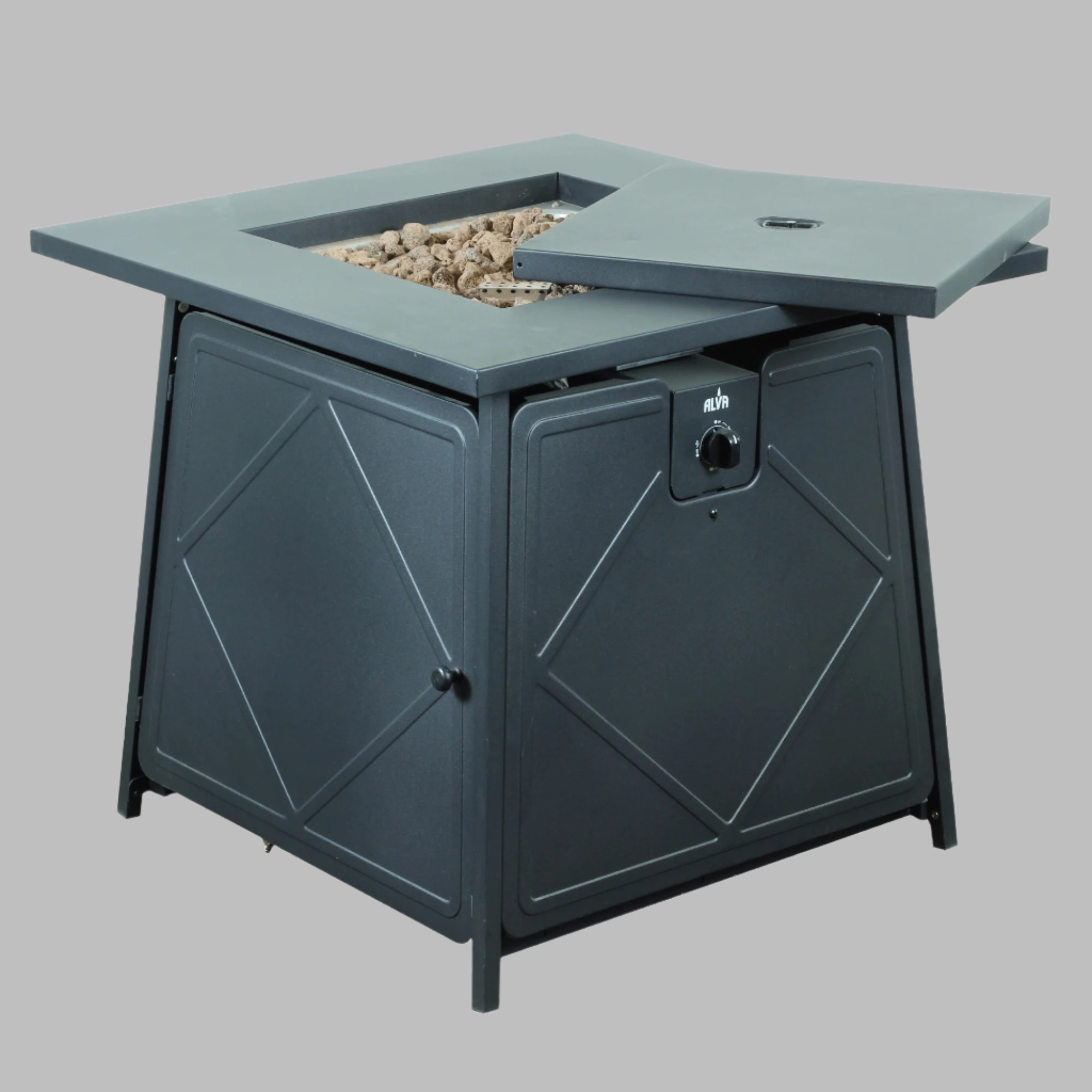 Gas Firetable With Lava Rocks & Lid