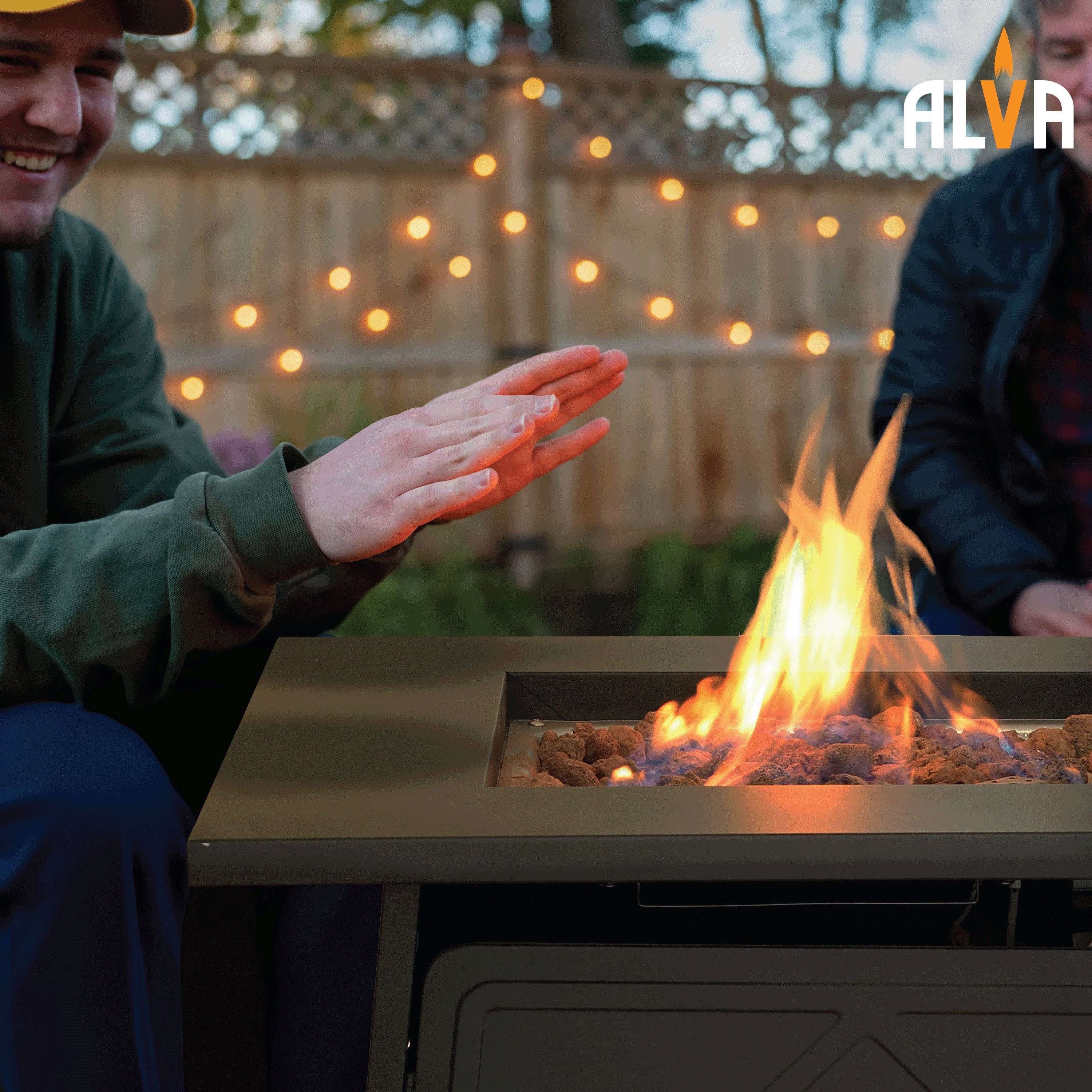 Gas Firetable With Lava Rocks & Lid