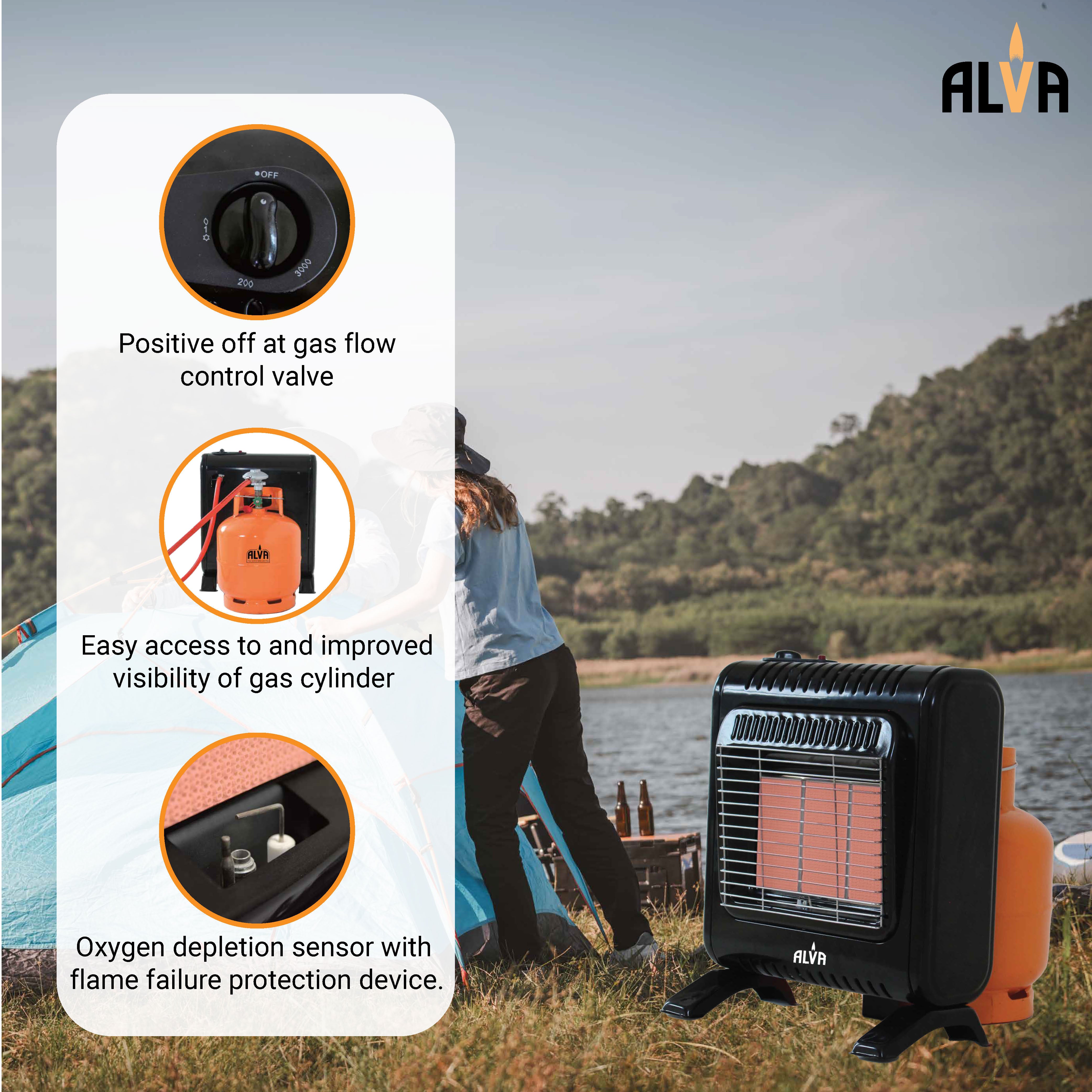 3-Panel Infrared Radiant Indoor Mini Gas Heater