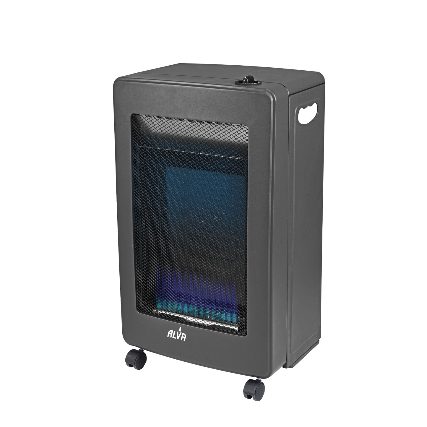 BLUE-FLAME CONVECTION ROLL-ABOUT GAS HEATER - BLACK